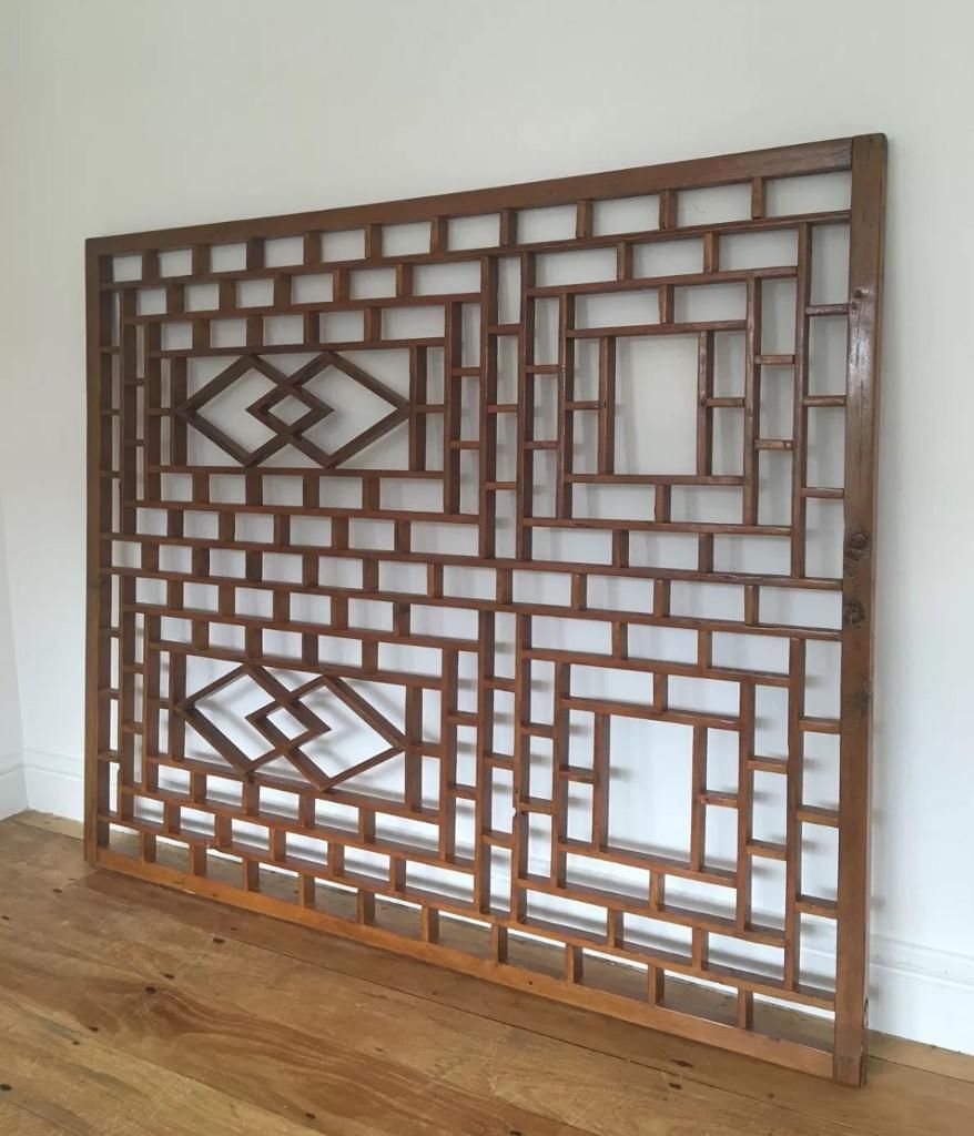 Antique Chinese Window Screen, Head Board, Wall Art, Fretwork Within Fretwork Wall Art (View 13 of 20)