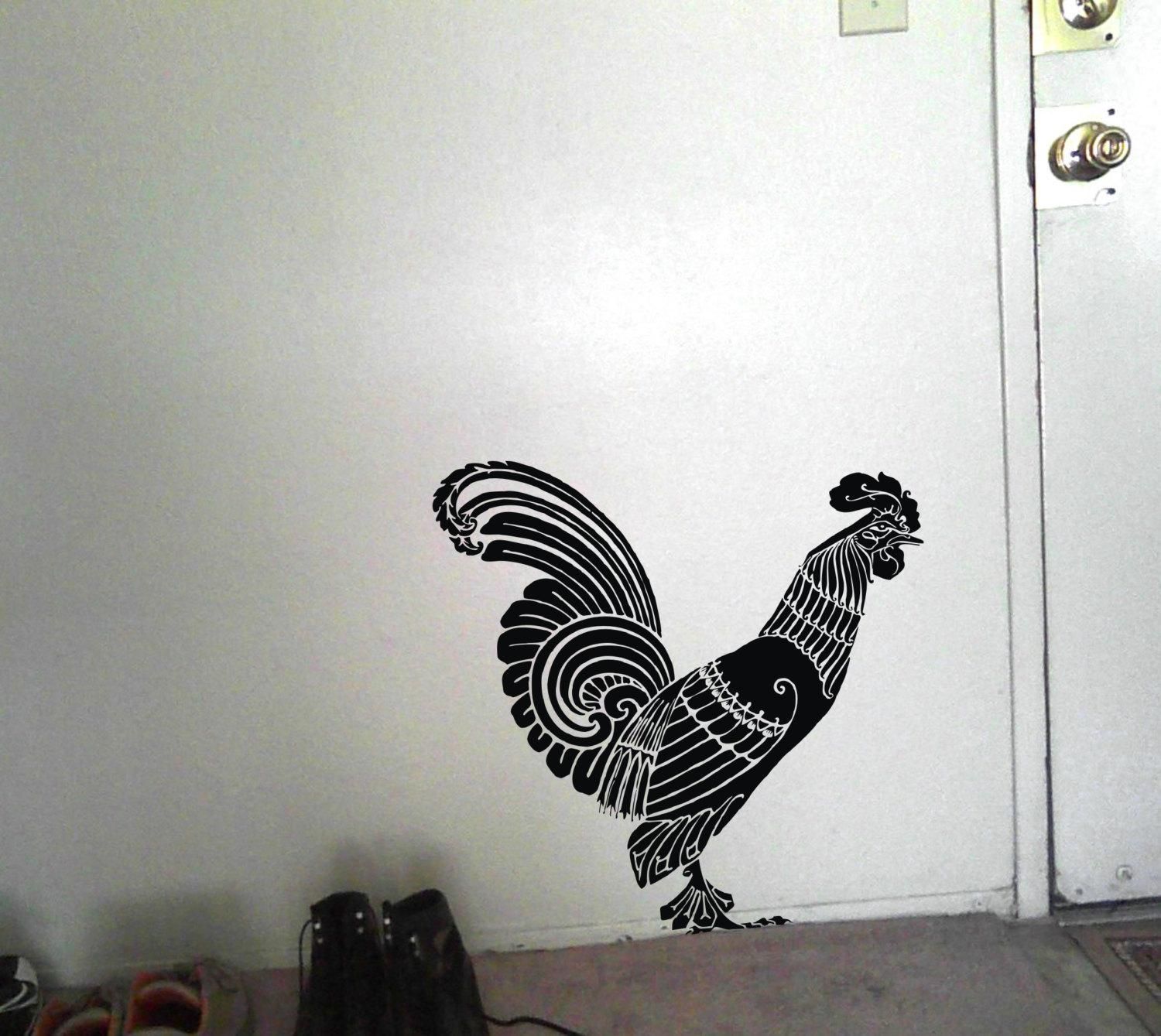 Art Nouveau Rooster Vinyl Decal Cock Home Wall Decor Sticker With Art Nouveau Wall Decals (Photo 9 of 20)