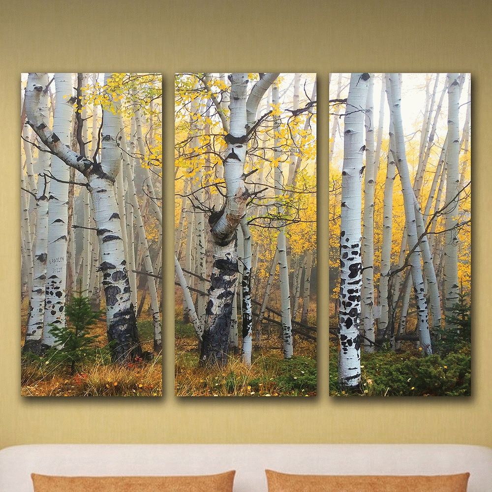 Aspen Sunrise Triptych Personalized Wall Art Pertaining To Aspen Tree Wall Art (Photo 20 of 20)
