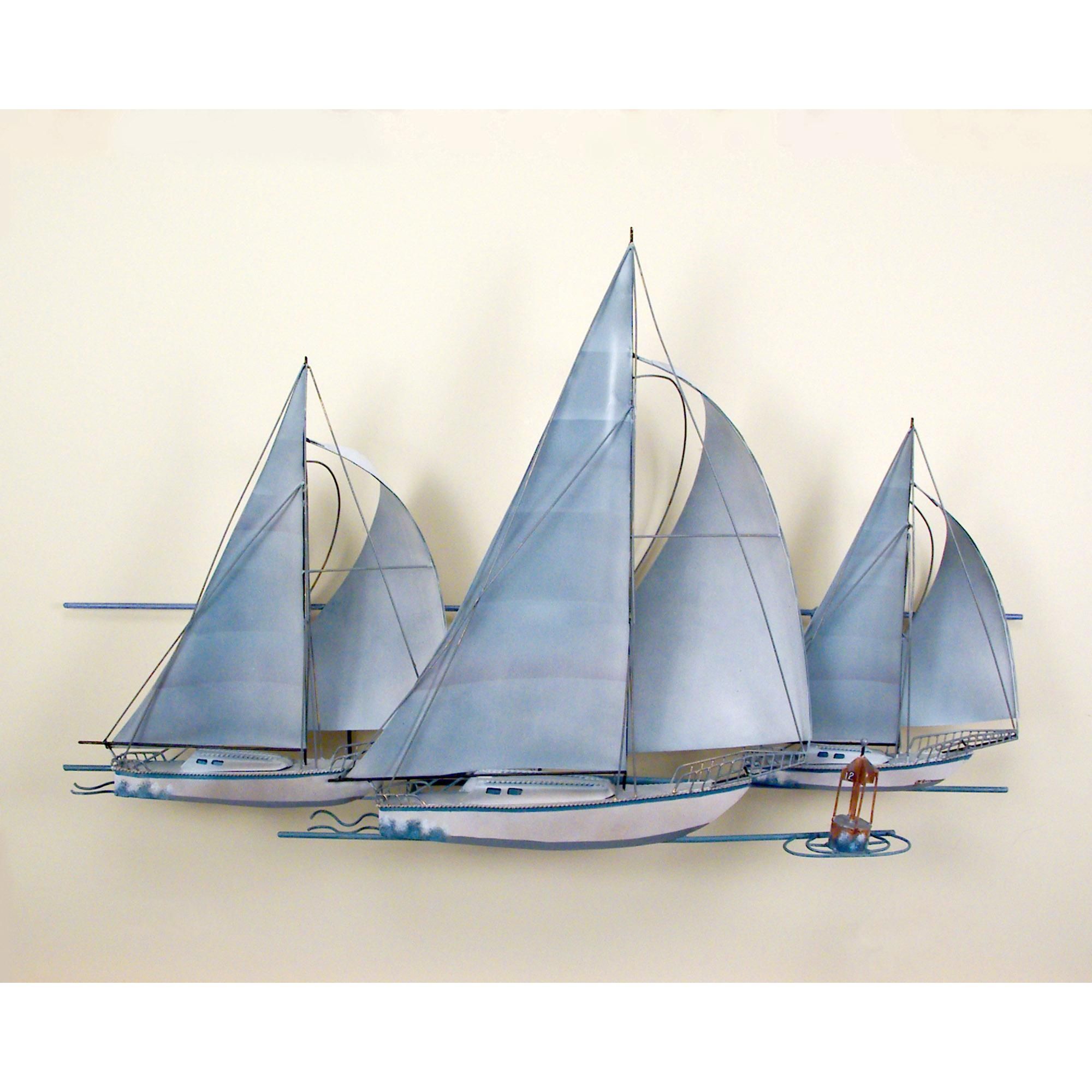 At The Races,three Sail Boats, Race, Wall Art, Wall Hanging In Metal Sailboat Wall Art (View 9 of 20)