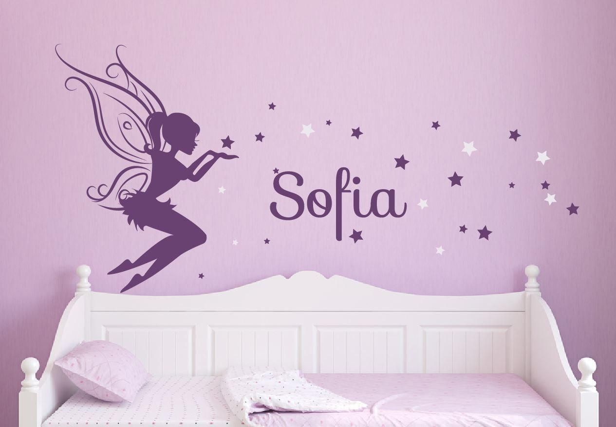 Baby Girl Room Decor Fairy Wall Decal W/ Blowing Stars Vinyl Pertaining To Wall Art For Girls (Photo 20 of 20)