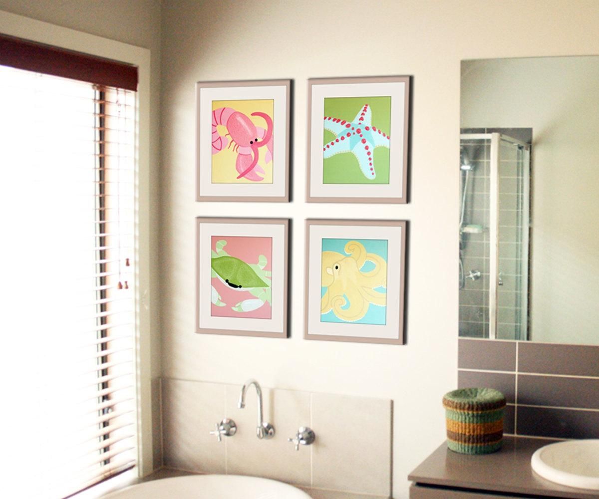 Bathroom Art Bathroom Prints. Kids Bathroom Children Art. For Kids Bathroom Wall Art (Photo 17 of 20)
