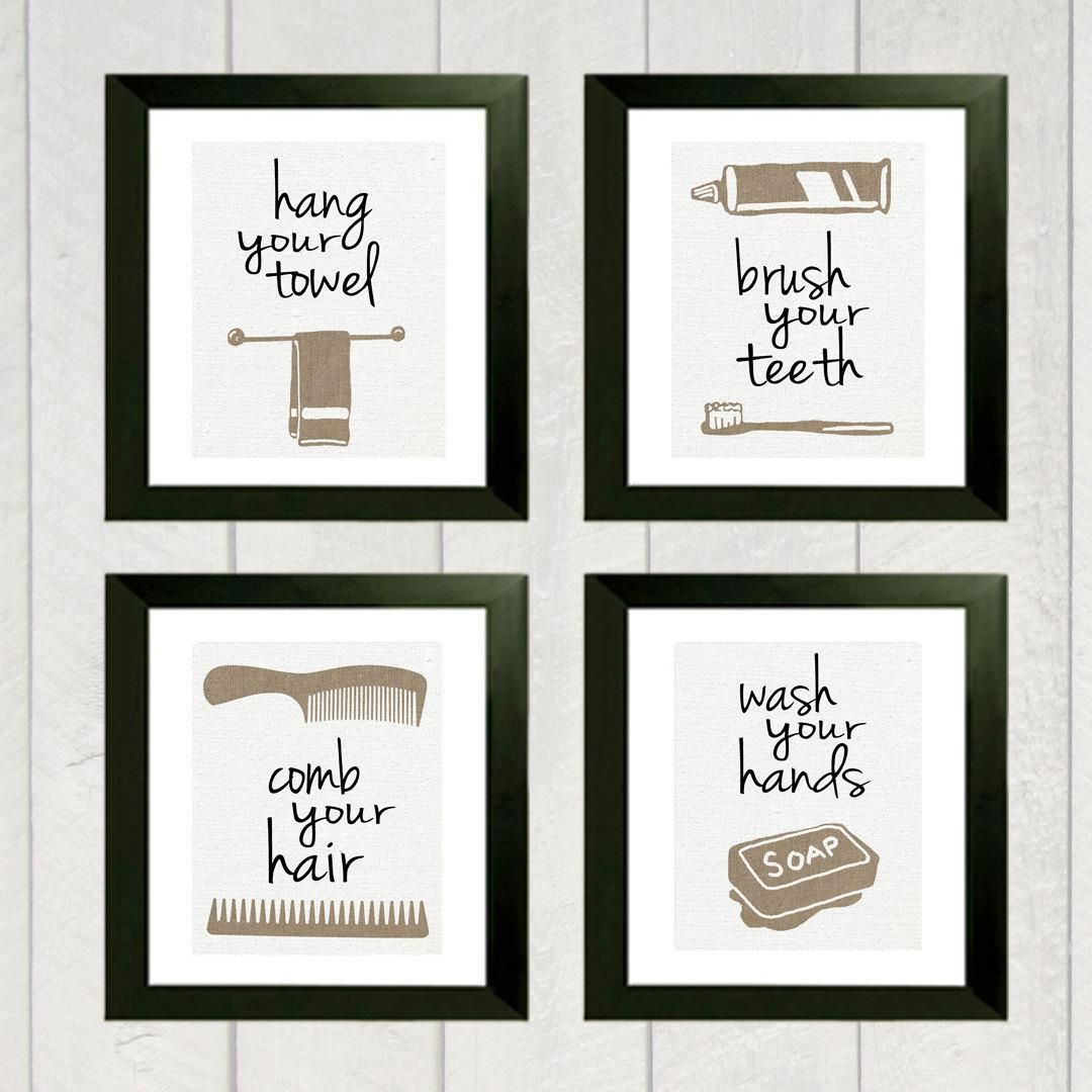 Bathroom Art Print Set Of 4 With Regard To Wall Art Print Sets (View 7 of 20)