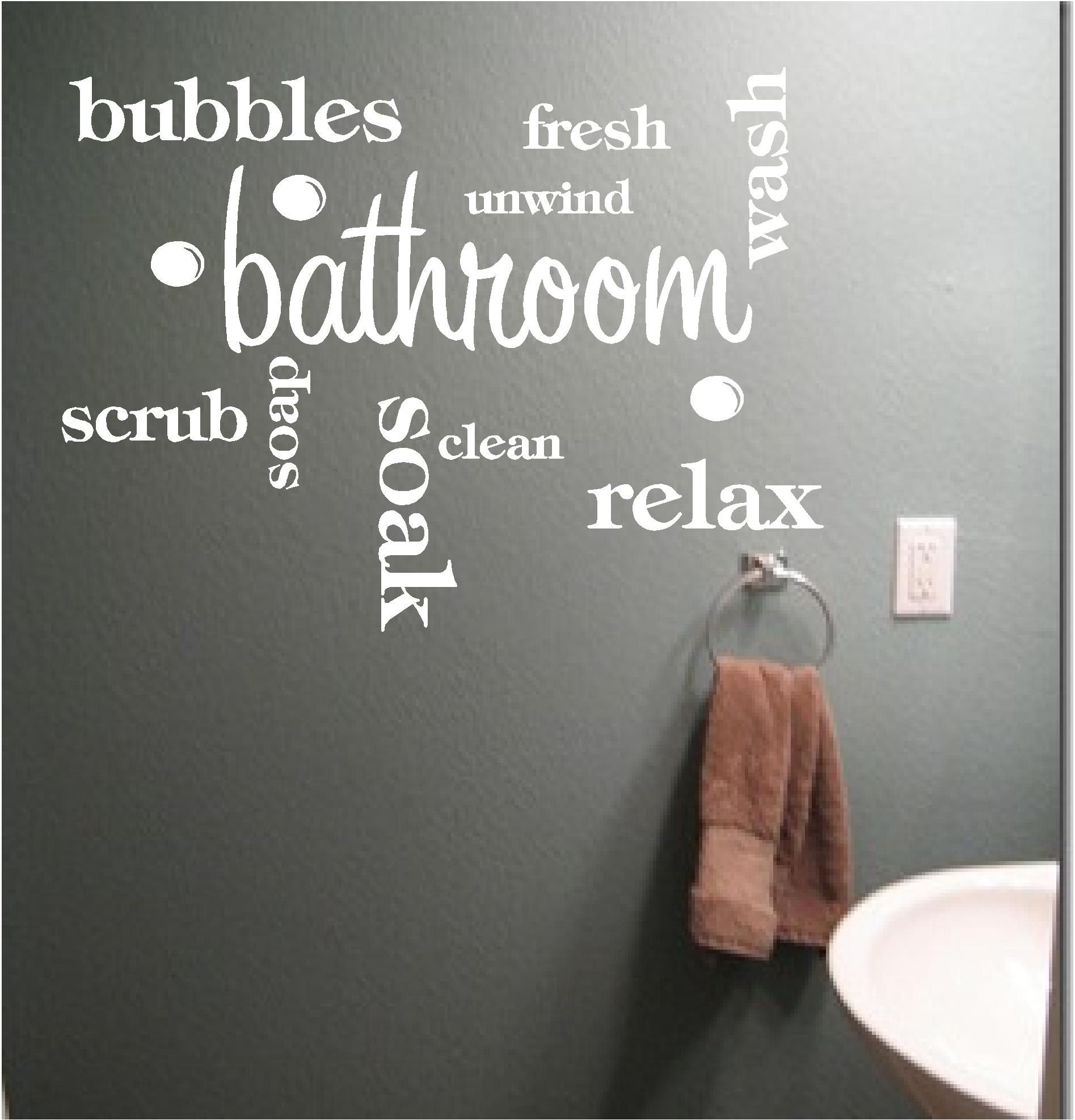 Bathroom Word Cloud Vinyl Wall Art Quote Sticker Wash Words Bath Pertaining To Shower Room Wall Art (View 11 of 20)
