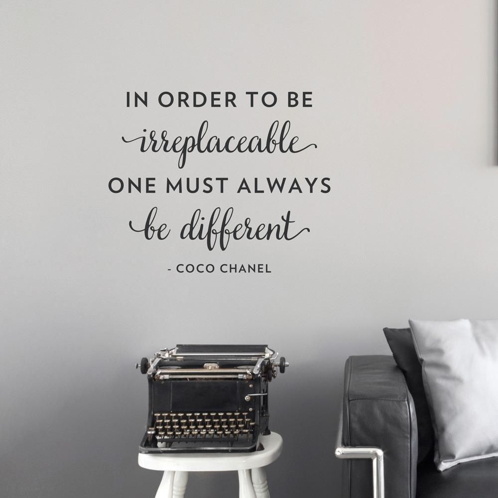 Be Different Chanel Wall Quote Decal Throughout Coco Chanel Wall Decals (View 1 of 20)