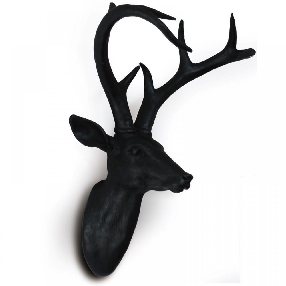 Black Wall Mounted Deer Stag Head Wall Art Hanging Decoration Pertaining To Stags Head Wall Art (View 10 of 20)