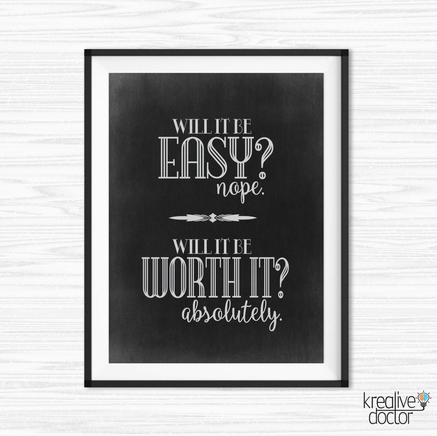 Chalkboard Quotes Office Wall Art Work Hard Inspirational For Inspirational Canvas Wall Art (Photo 6 of 20)