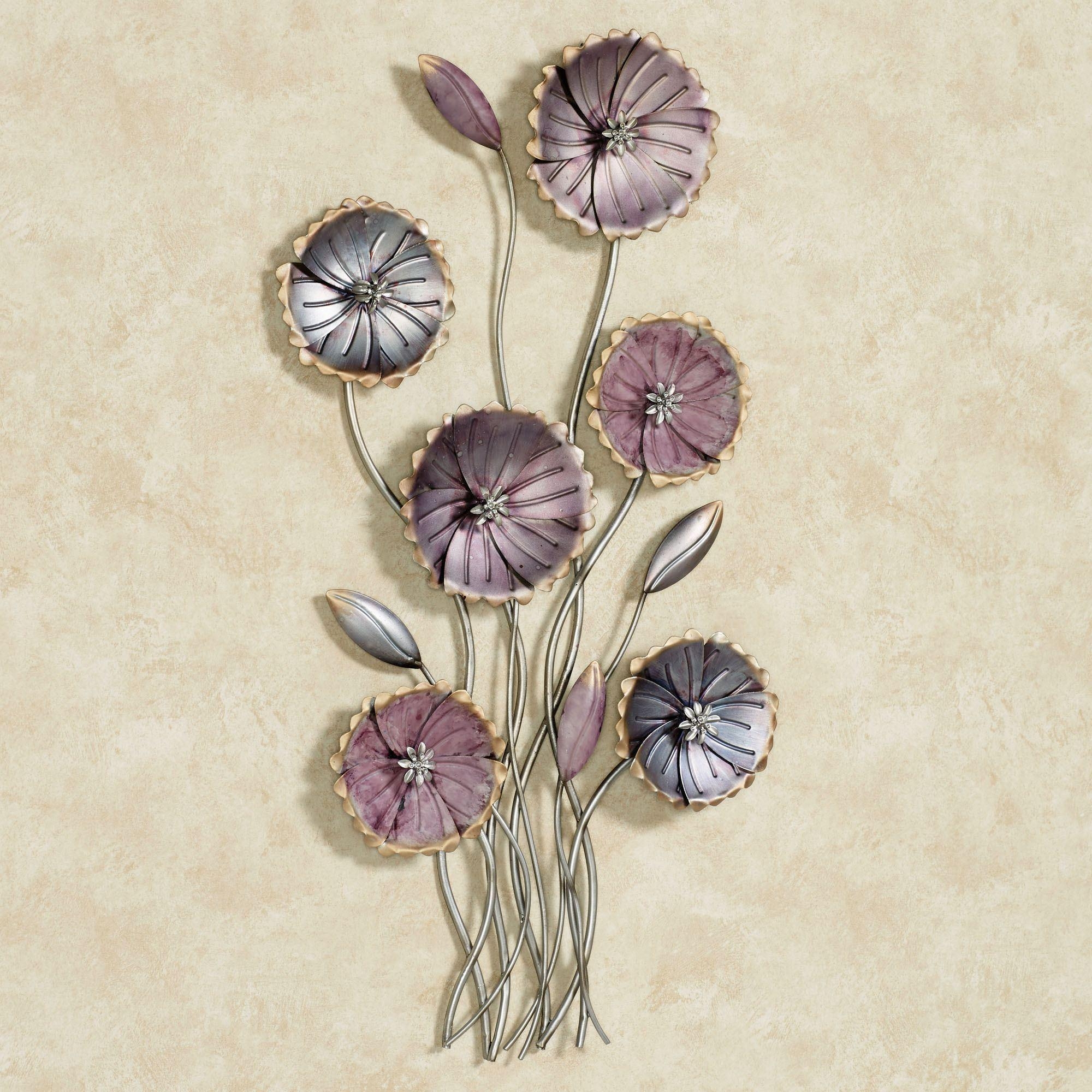 Charming Floral Array Purple Metal Wall Art For Purple Flower Metal Wall Art (View 1 of 20)