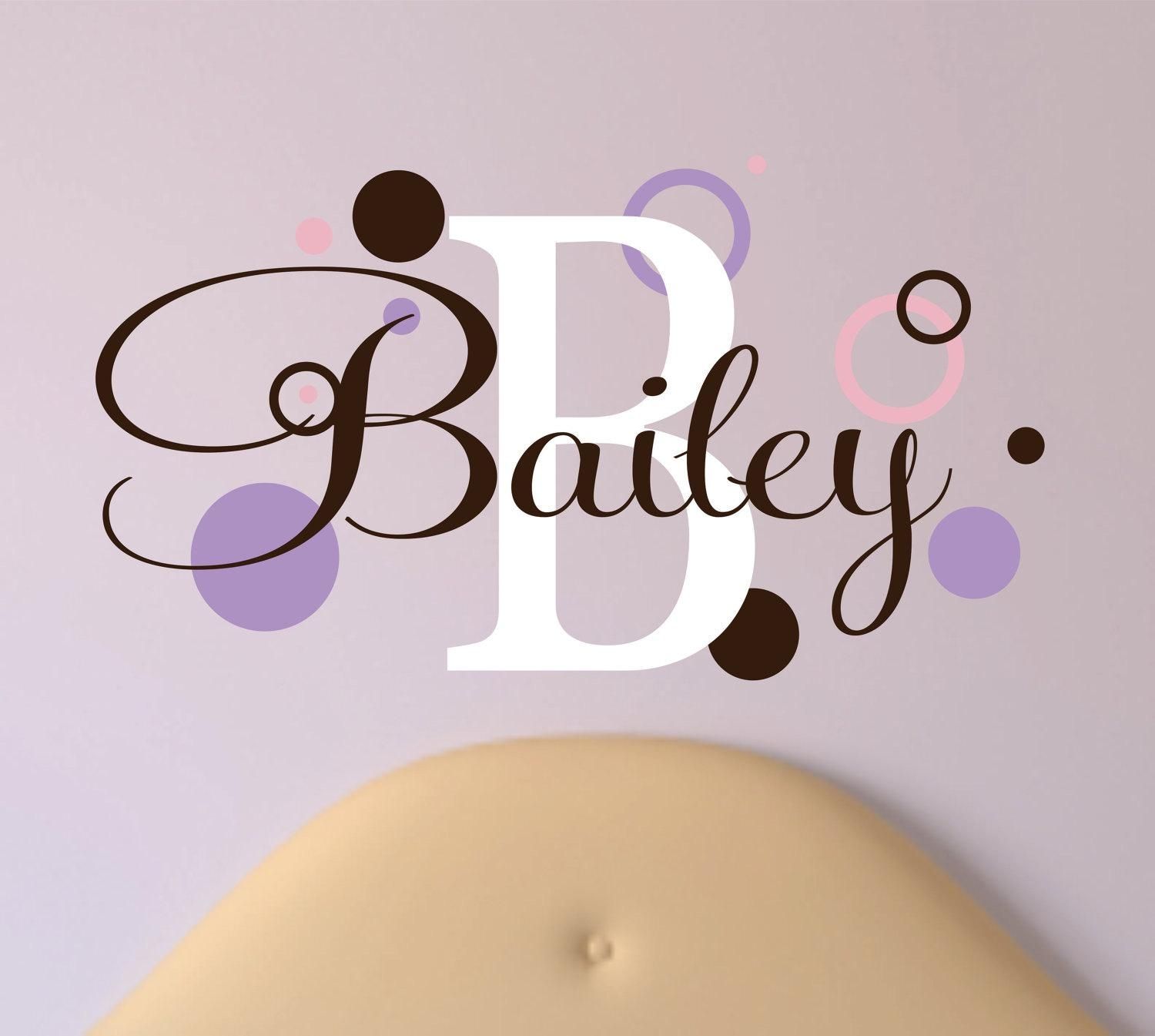 Childrens Name Wall Decal With Rings And Dots Name Wall Pertaining To Baby Name Wall Art (View 5 of 20)