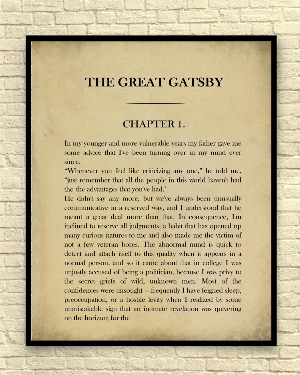Classic Book Page F. Scott Fitzgerald The Great Gatsby For Great Gatsby Wall Art (Photo 2 of 20)