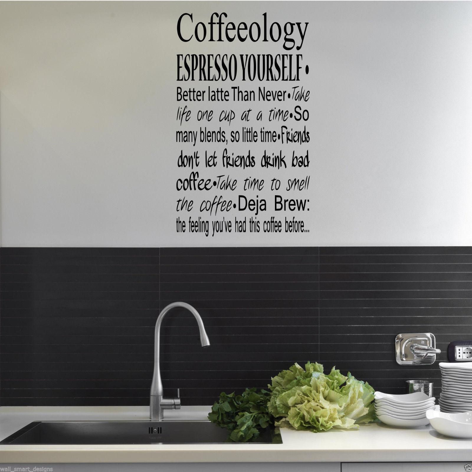 Coffee Coffeeology Kitchen Wall Art Sticker Quote Decal Mural In Cafe Latte Kitchen Wall Art (View 5 of 20)