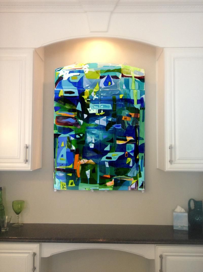 Colorful Fused Glass Wall Art Panel | Designer Glass Mosaics Throughout Modern Glass Wall Art (Photo 1 of 20)
