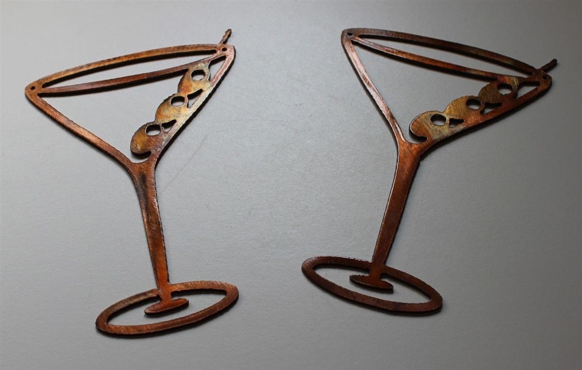 Copper/bronze Martini Glasses Metal Wall Art Decor Set Of 2 Intended For Martini Metal Wall Art (Photo 1 of 20)