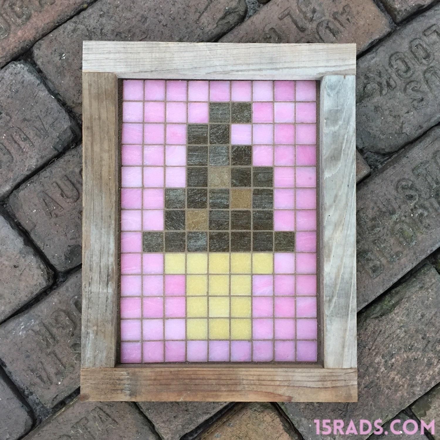 Cream Pixel Art Mosaic Wall Art Reclaimed Wood And Italian Glass Within Pixel Mosaic Wall Art (View 9 of 20)