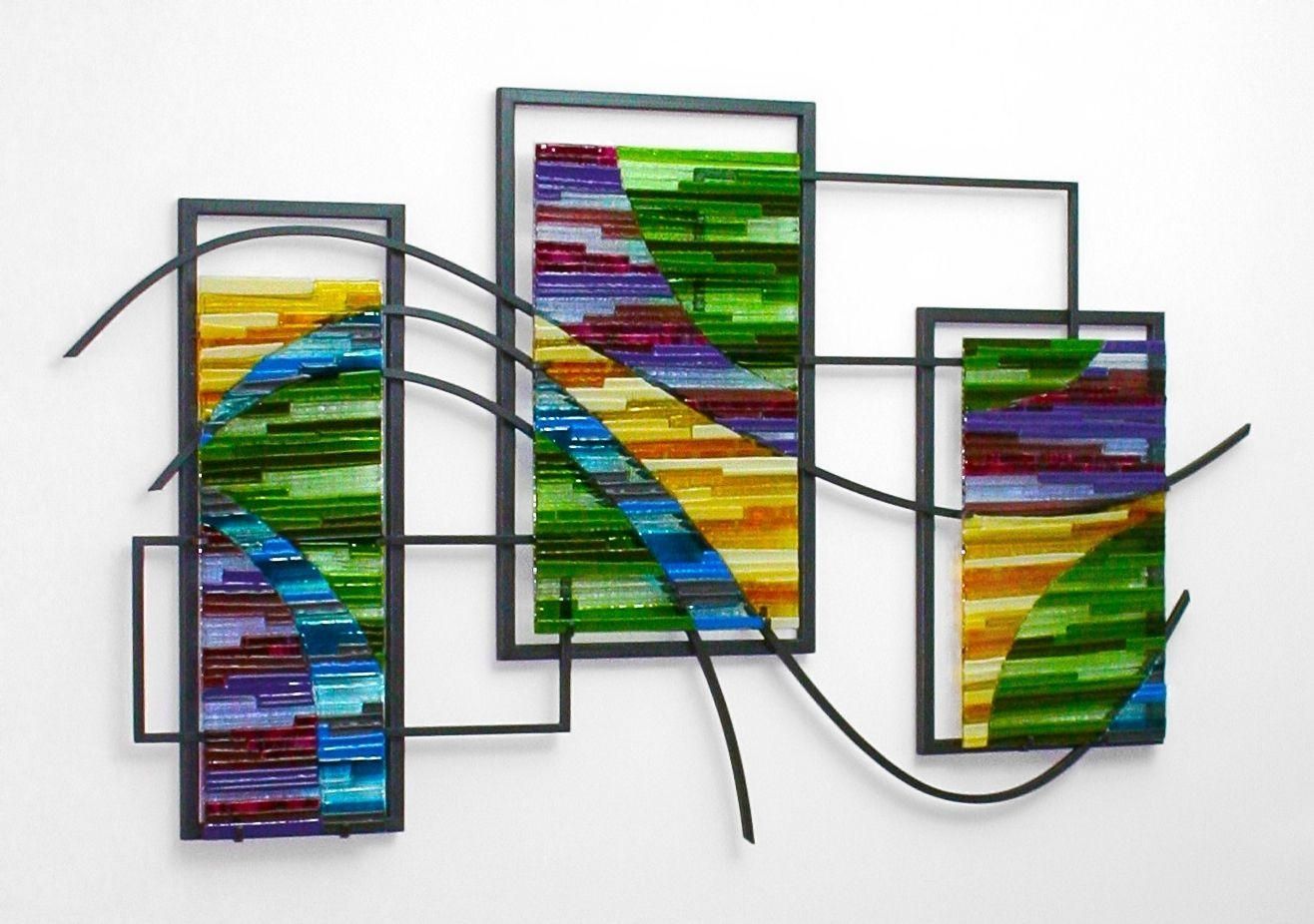 Custom Made Fused Glass And Metal Wall Artbonnie M. Hinz With Fused Glass Wall Art Hanging (Photo 1 of 20)