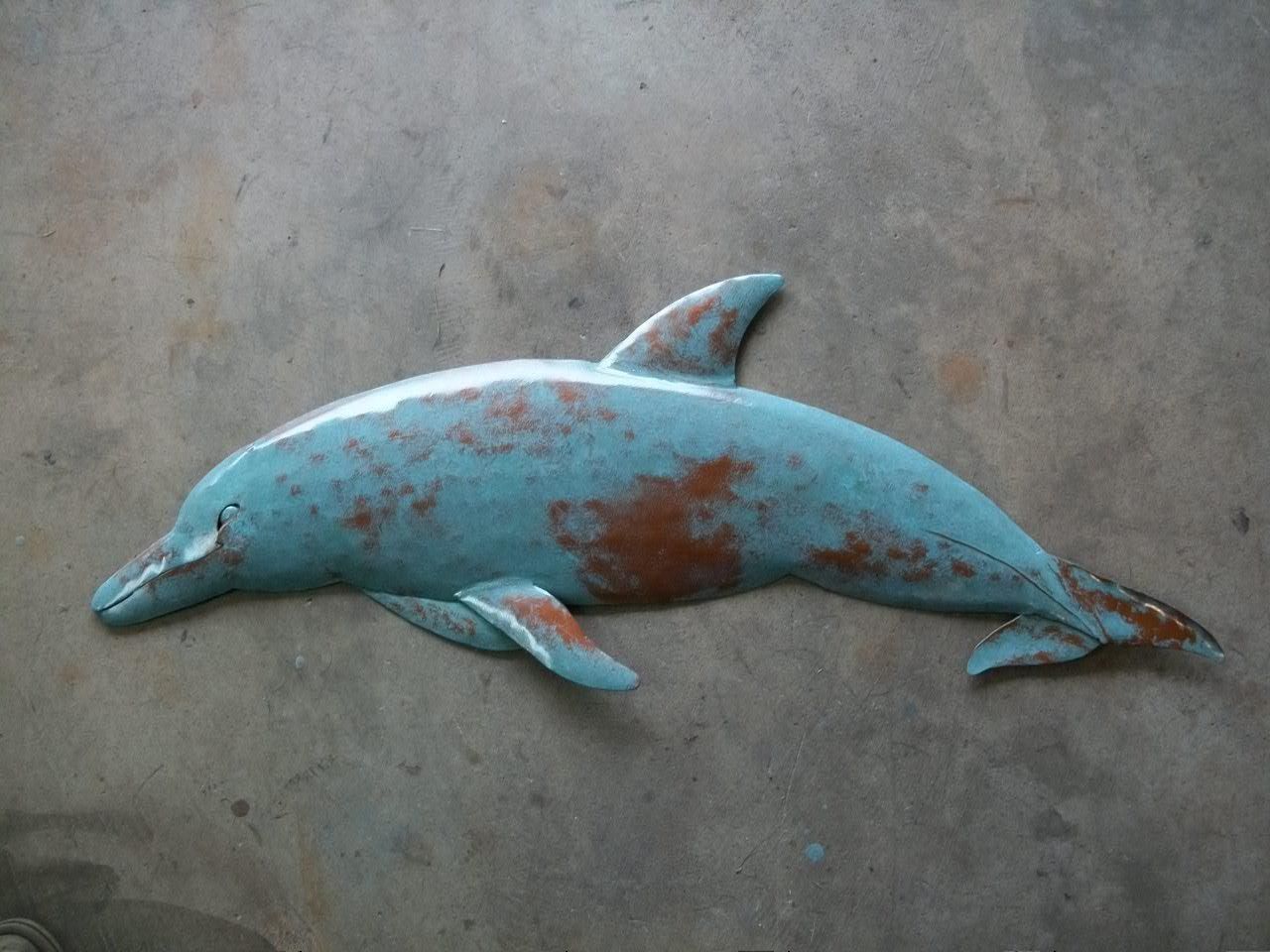 Dolphin Metal 36in Fish Wall Sculpture Tropical Beach Coastal Art Inside Dolphin Metal Wall Art (View 10 of 20)