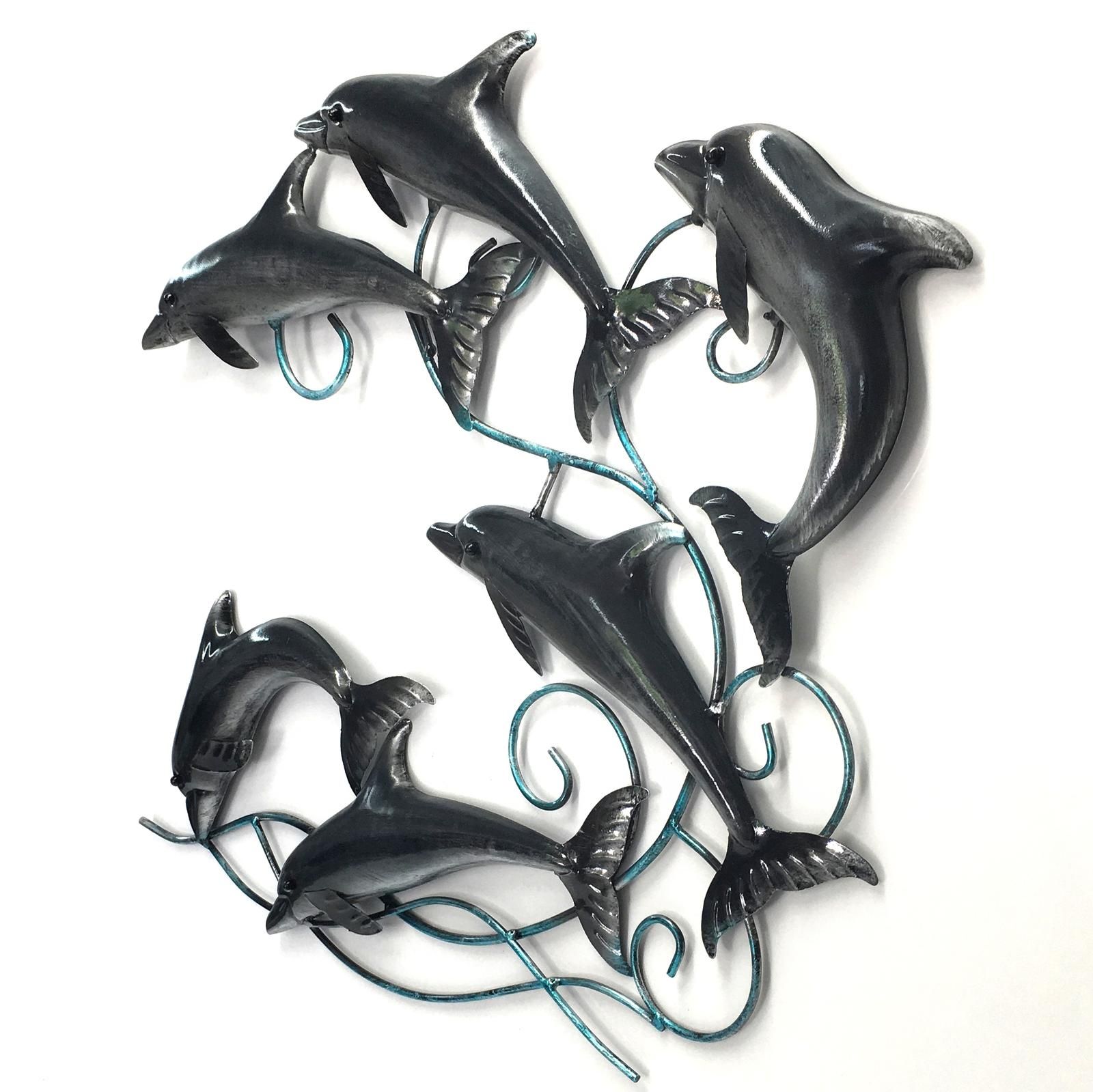 Dolphin Metal Wall Art Sculpture Hanging Garden Ornament Beach Big Inside Dolphin Metal Wall Art (Photo 20 of 20)