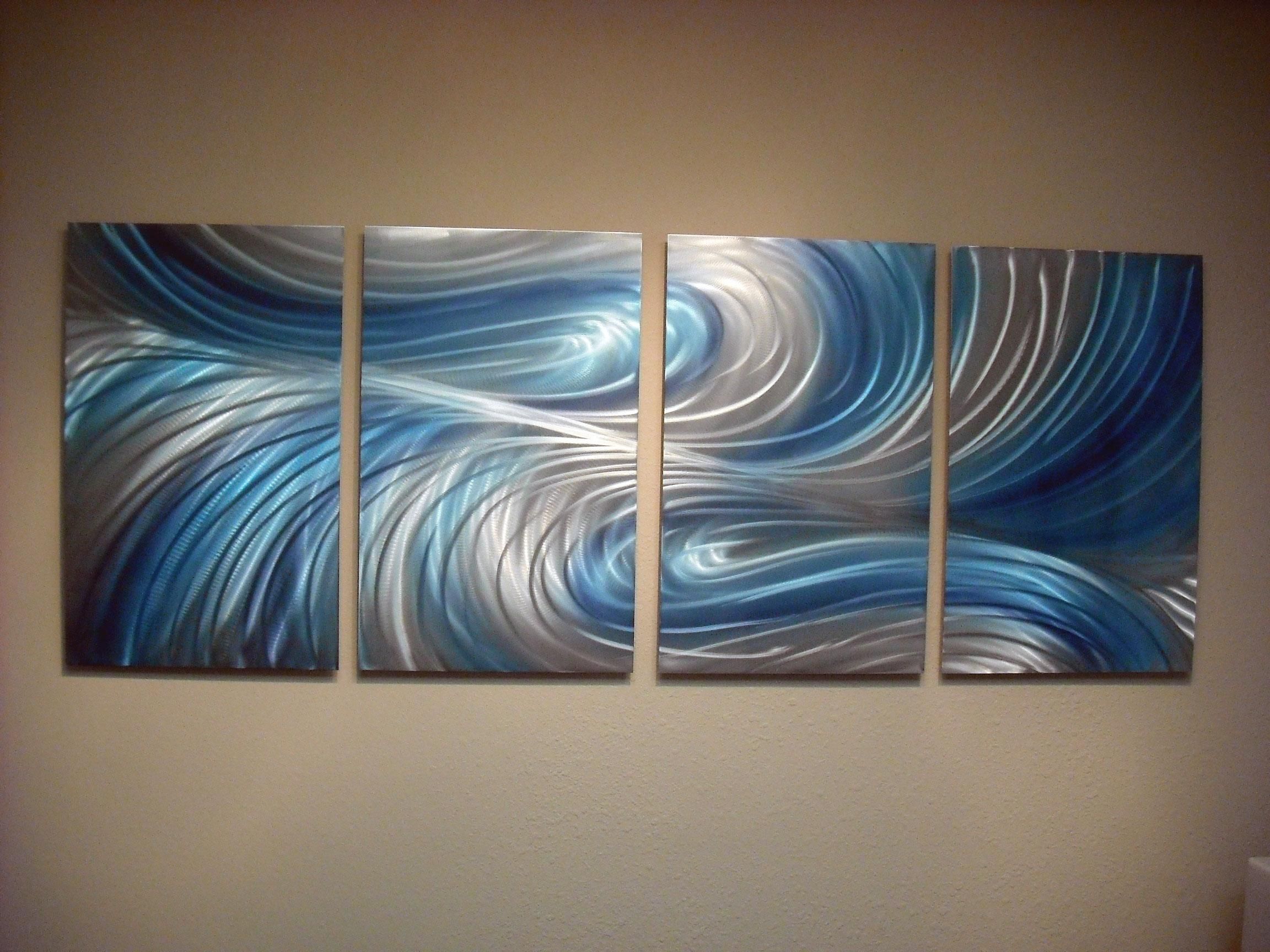 Echo 3 Blues – Abstract Metal Wall Art Contemporary Modern Decor Pertaining To Contemporary Wall Art (Photo 6 of 20)