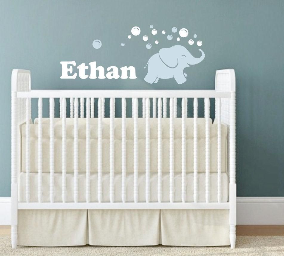 Elephant Wall Decal Elephant Blowing Bubbles Name Wall In Baby Name Wall Art (Photo 19 of 20)