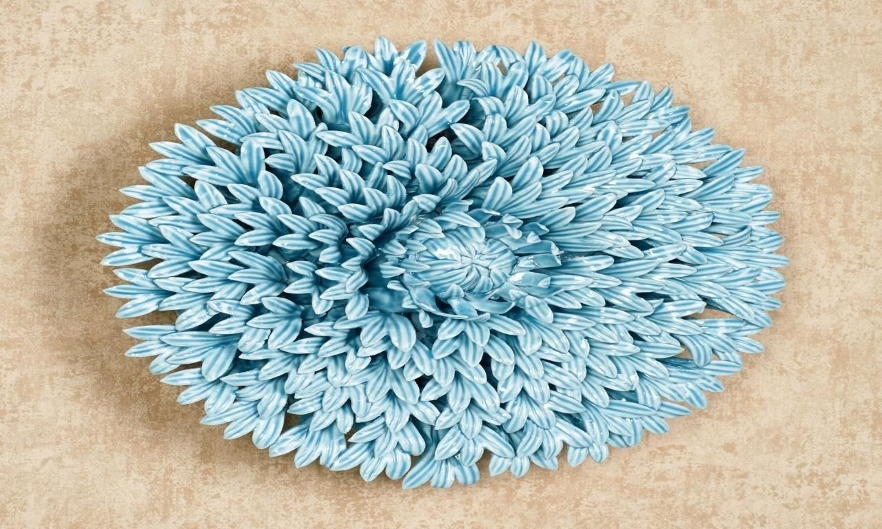Fascinating White Ceramic Flower Wall Decor Decorative Glass Throughout Ceramic Flower Wall Art (View 6 of 20)