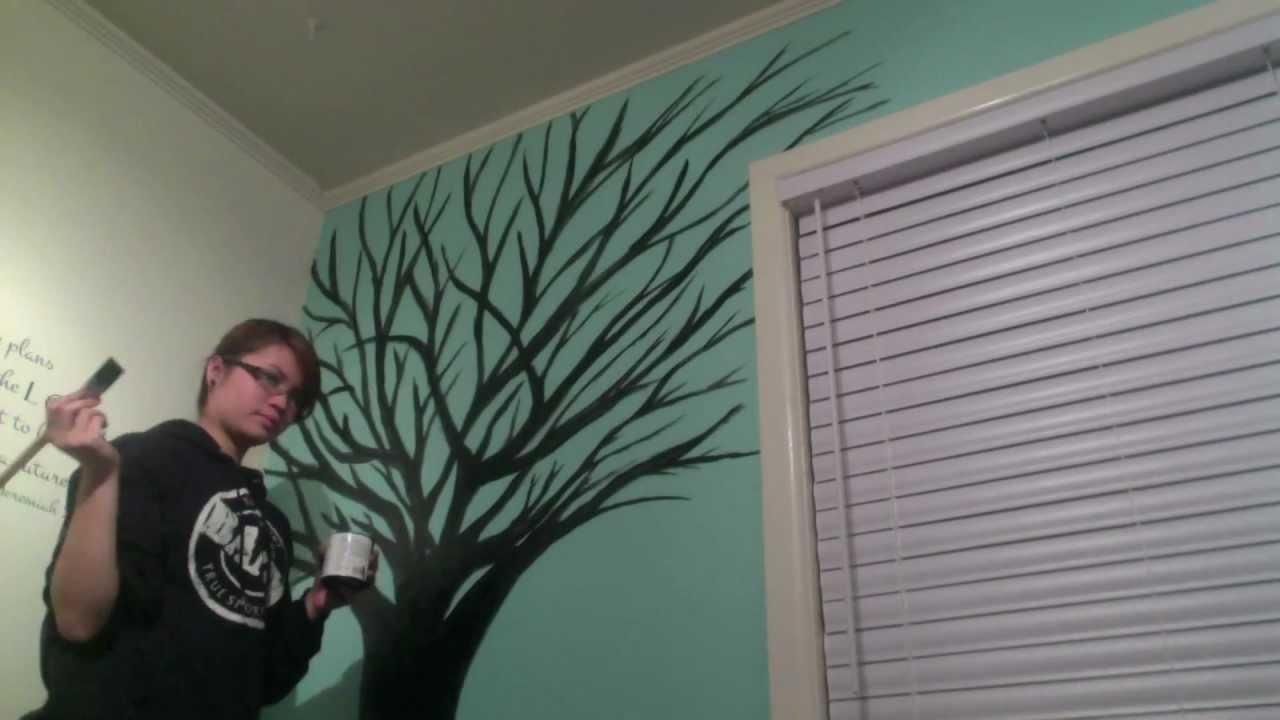 Finally An Art Video.. Me Painting A Tree On My Wall – Youtube Regarding Painted Trees Wall Art (Photo 20 of 20)