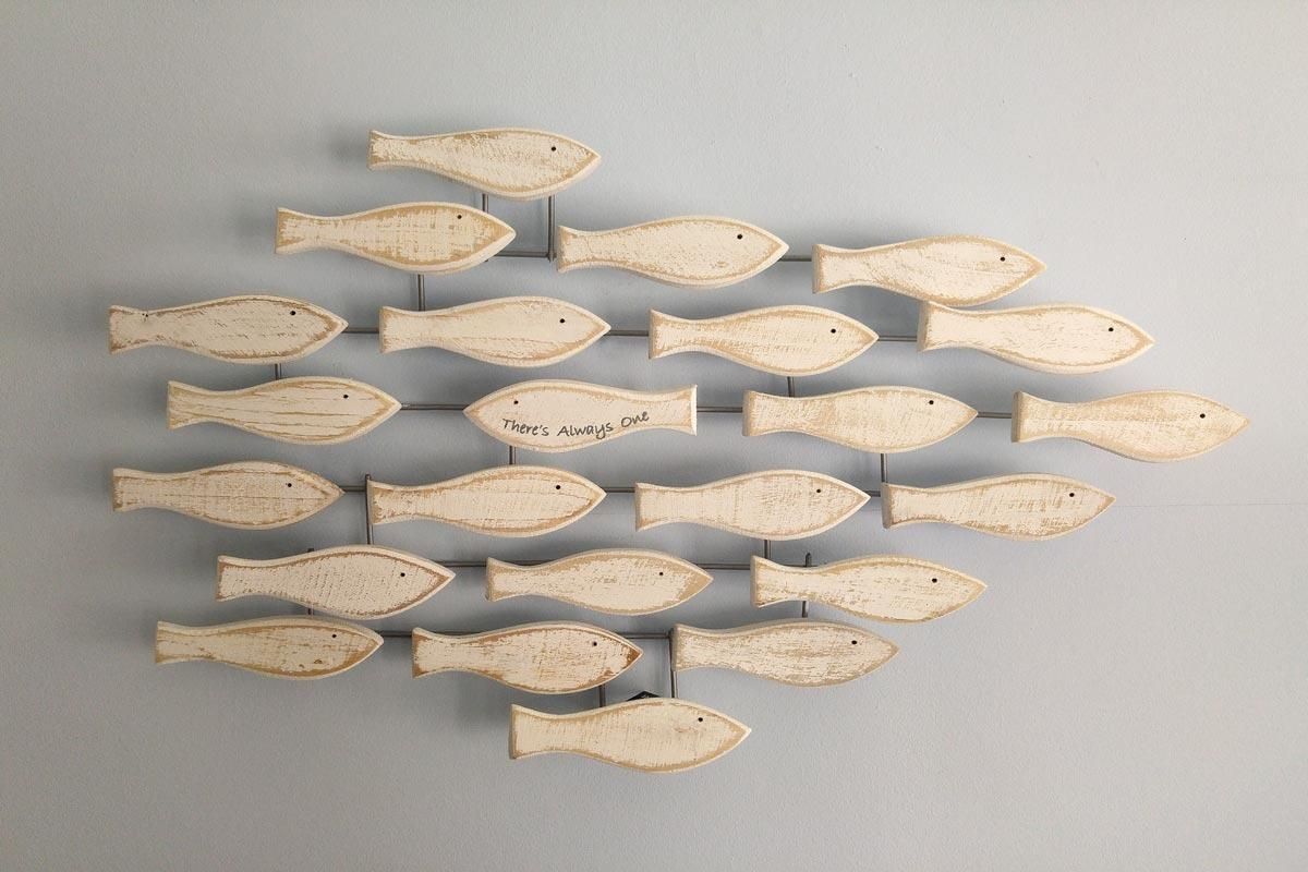 Fish Shoal Wall Art | \"there\'s Always One\" | Seaside Homeware Within Shoal Of Fish Metal Wall Art (Photo 20 of 20)