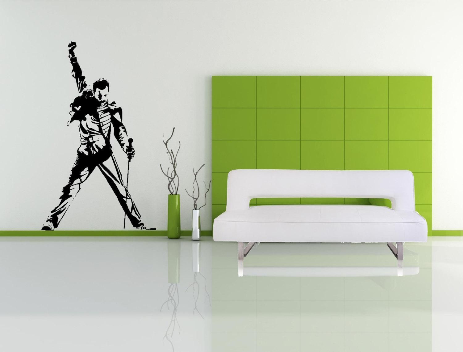 Freddie Mercury Wall Decal Queen Wall Art Sticker With Regard To Freddie Mercury Wall Art (Photo 1 of 20)