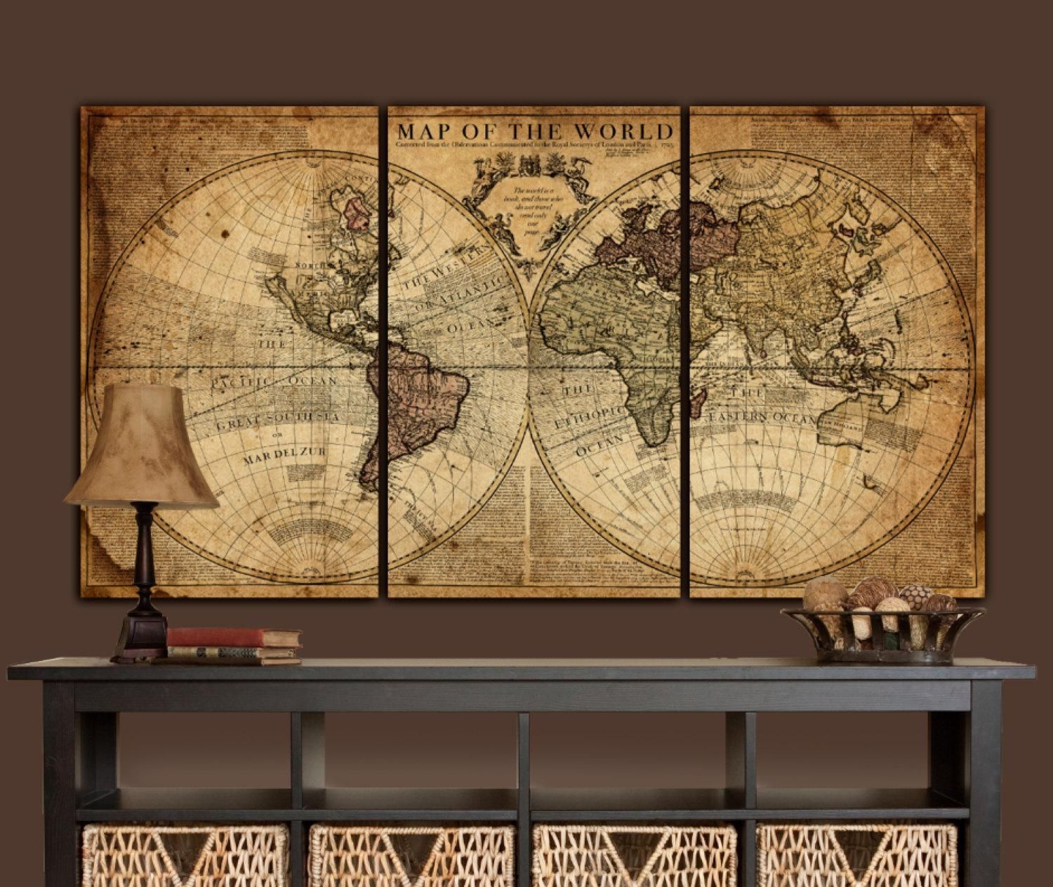 Featured Photo of 20 Best Vintage Map Wall Art