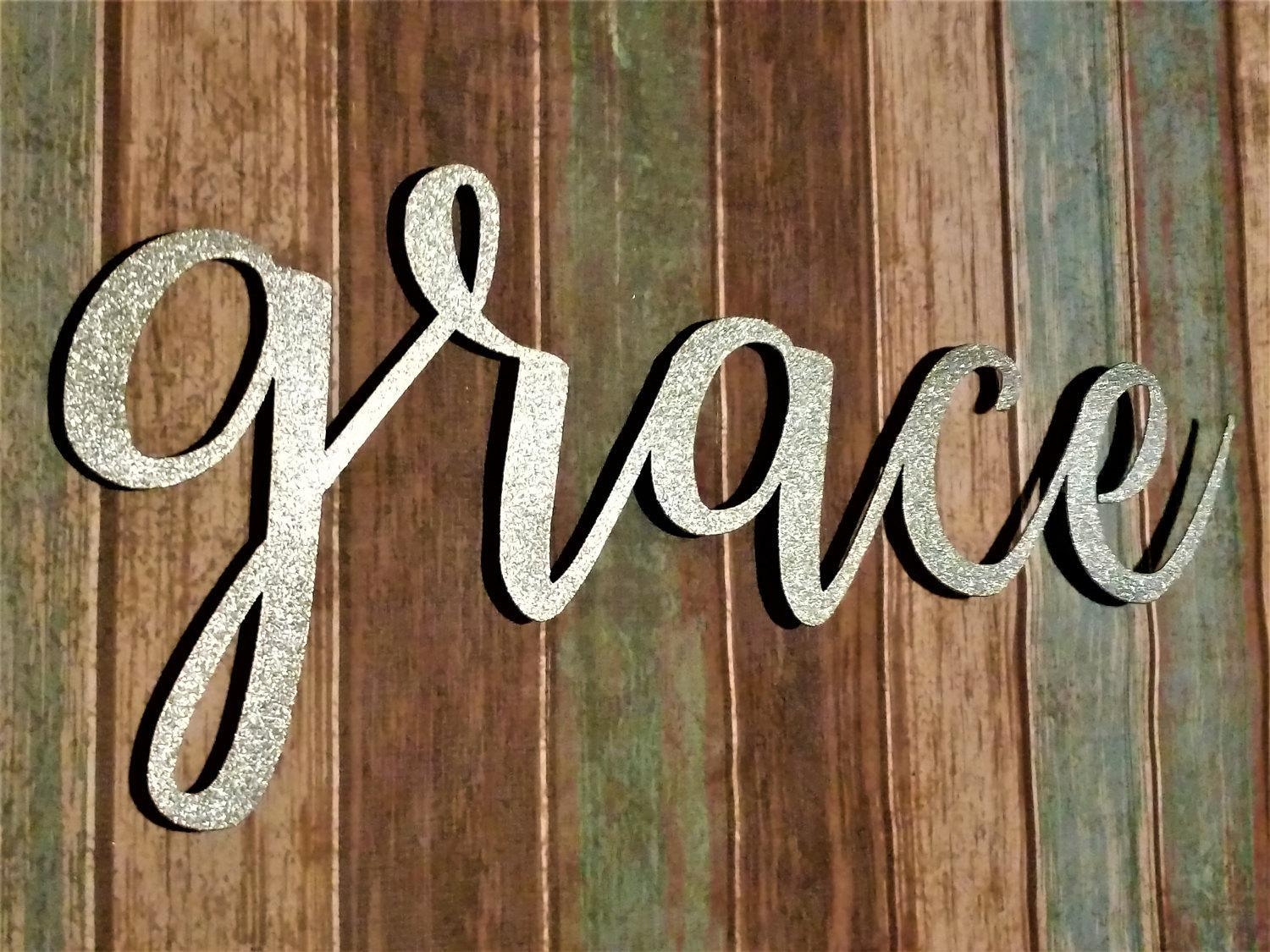 Grace Sign Farmhouse Wall Decor Grace Wall Art Rustic Word In Grace Wall Art (Photo 1 of 20)