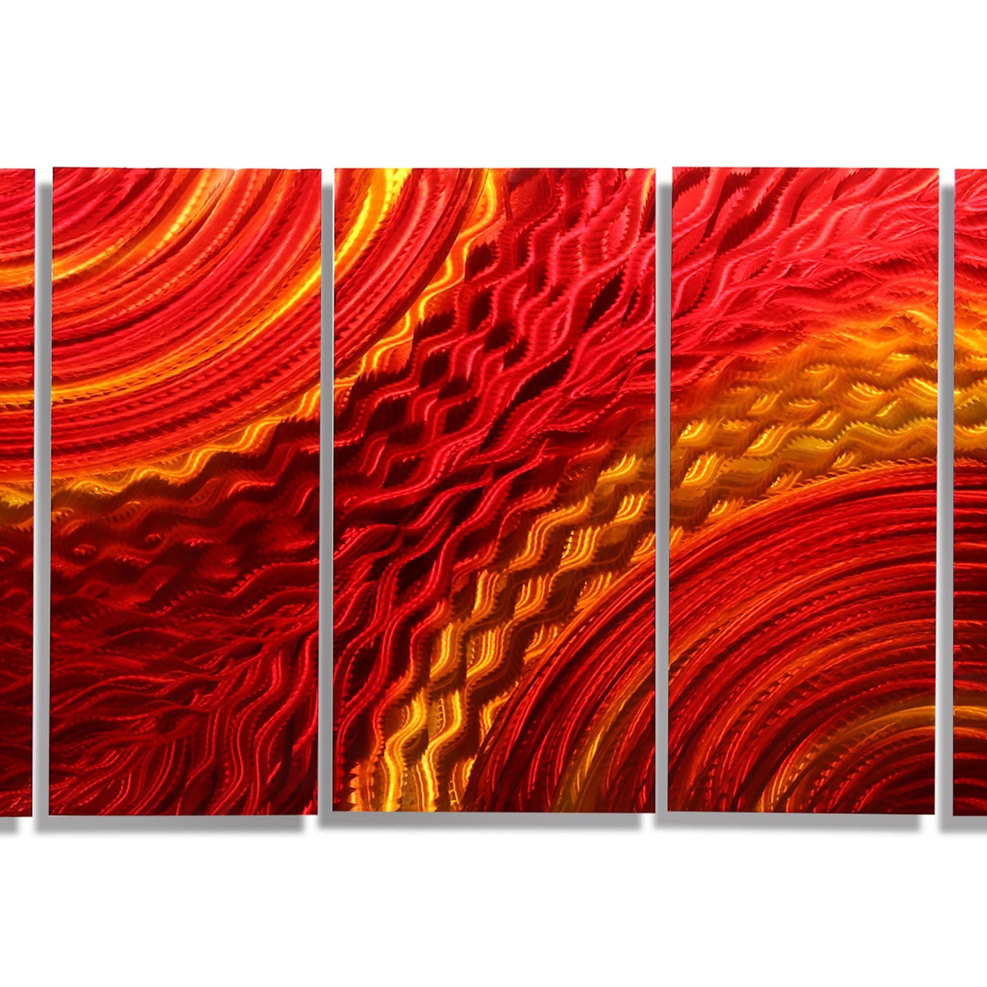 Harvest Moods – Dynamic Red & Gold Modern Metal Wall Sculpture For Red And Yellow Wall Art (View 1 of 20)