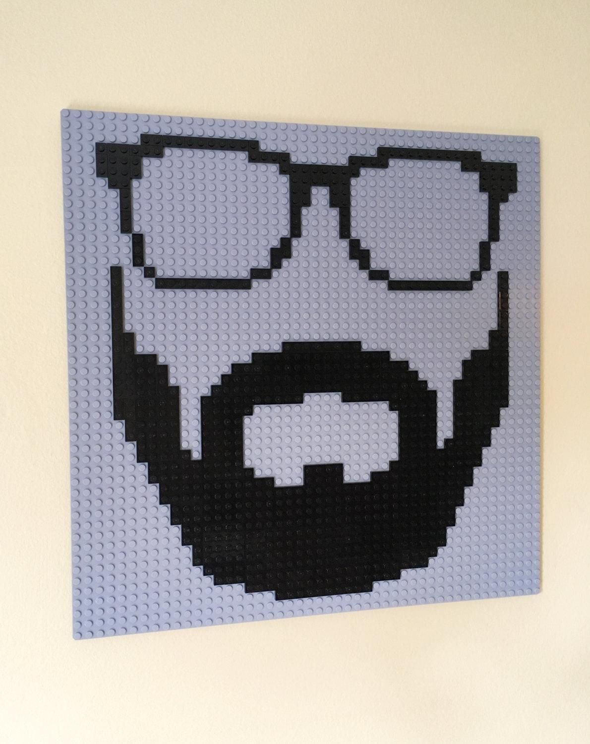 Hipster Lego® Wall Art Glasses Beard Dapper Hanging Picture Pertaining To Pixel Mosaic Wall Art (Photo 12 of 20)
