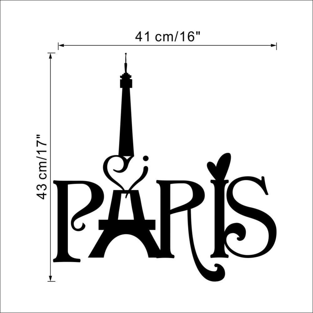 I Love Paris Art Words Home Decor Vinyl Wall Sticker Wallpaper Regarding Paris Vinyl Wall Art (View 13 of 20)