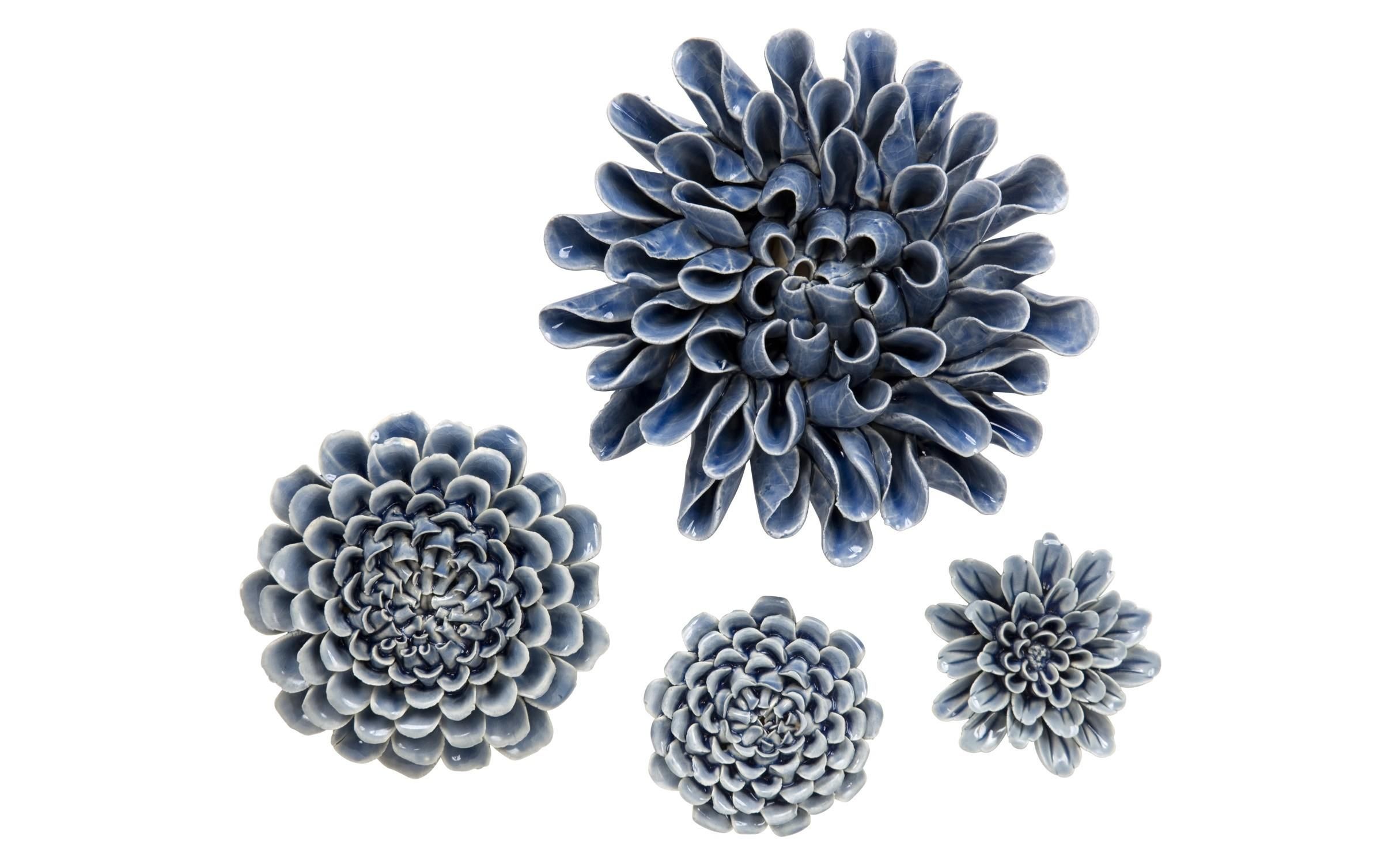 Indigo Ceramic Flowers | Jayson Home With Ceramic Flower Wall Art (View 13 of 20)