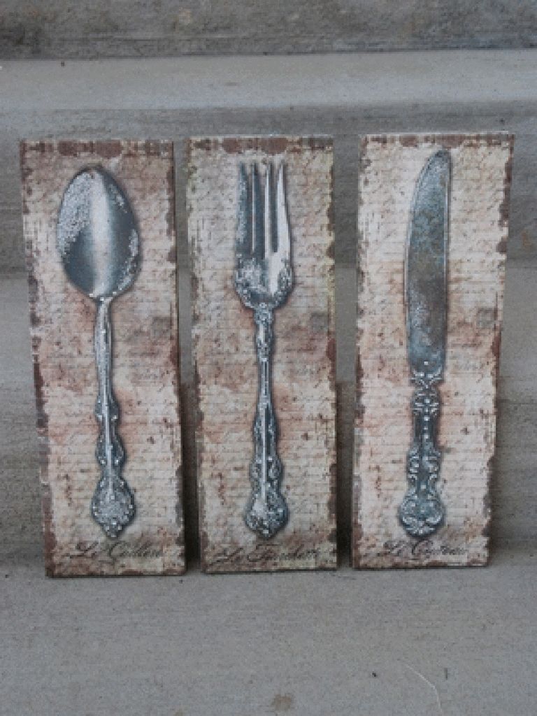 Large S/3 Silver Fork Knife Spoon Wall Decor Metal Utensil Art 36 With Large Utensil Wall Art (Photo 4 of 20)