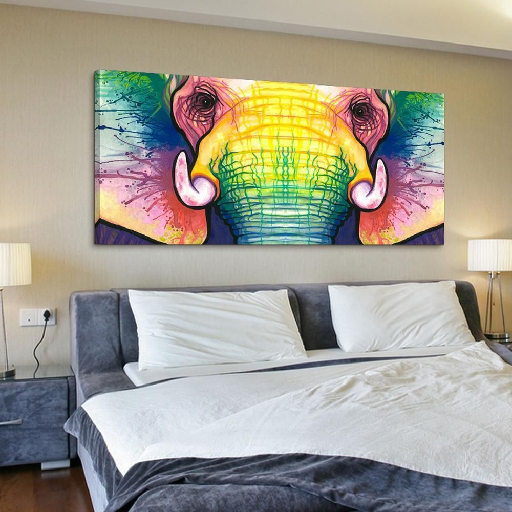 Large Single Abstract Modern African Animal Canvas Elephant Prints Inside Animal Canvas Wall Art (Photo 10 of 20)