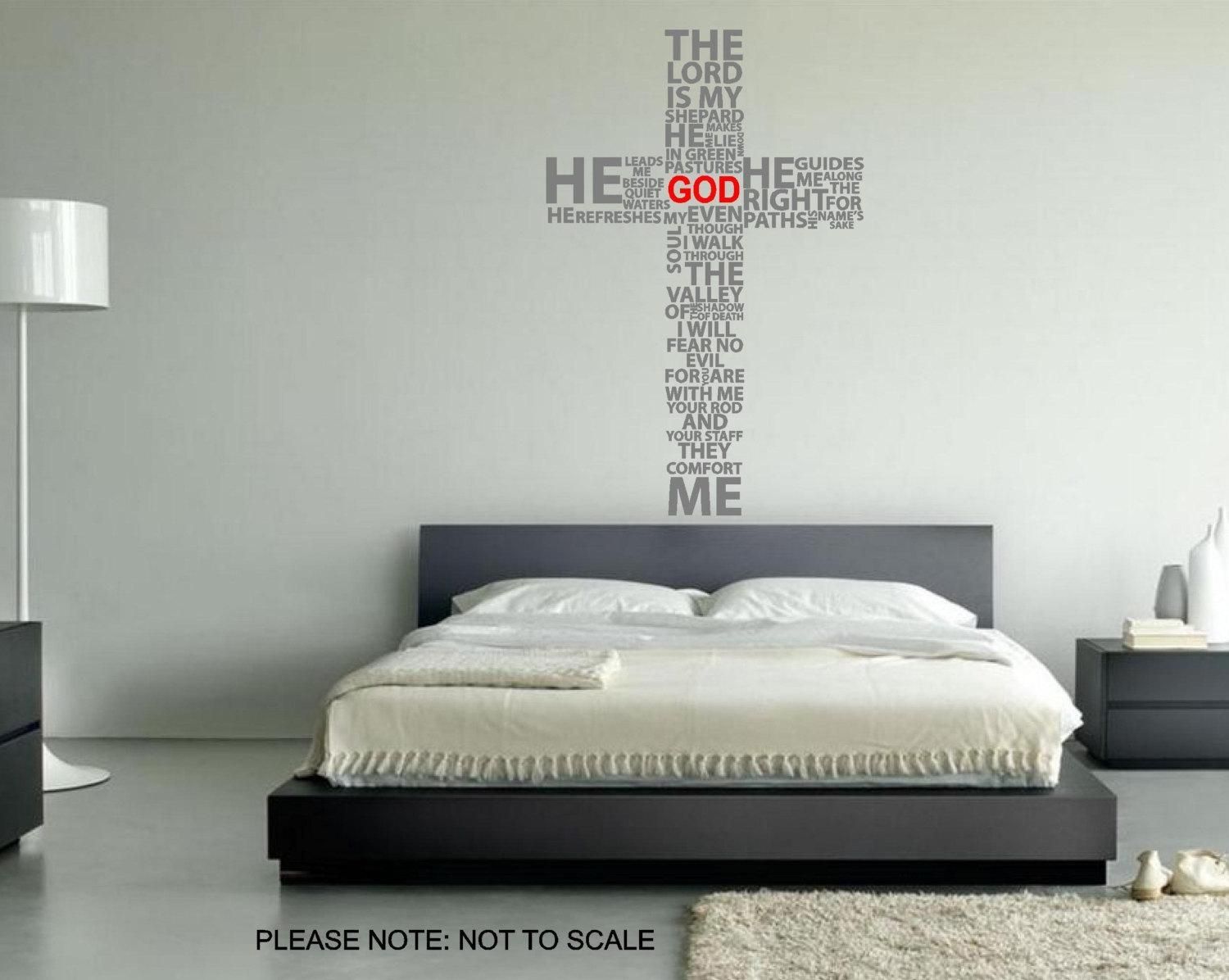 Large Typography Christian Cross Pray Wall Decal Wall Pertaining To Large Christian Wall Art (View 2 of 20)