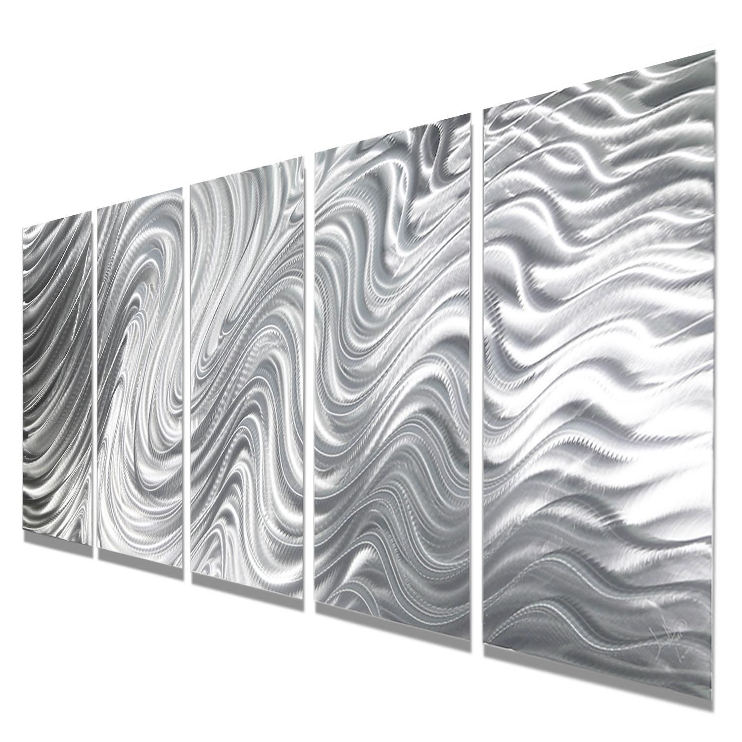 Mirage – Silver Metal Wall Art – 5 Panel Wall Décorjon Allen For Black Silver Wall Art (View 6 of 20)