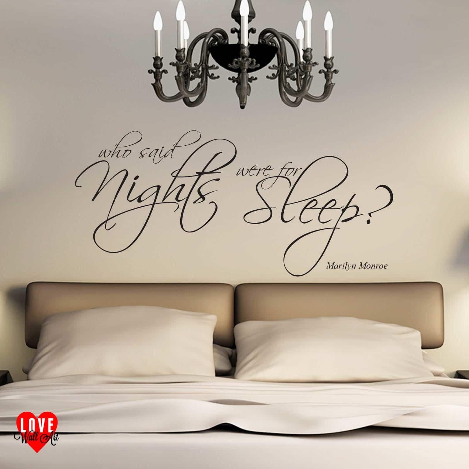 Monroe Quote Who Said Nights Were For Sleep Wall Art Sticker Regarding Marilyn Monroe Wall Art Quotes (View 8 of 20)