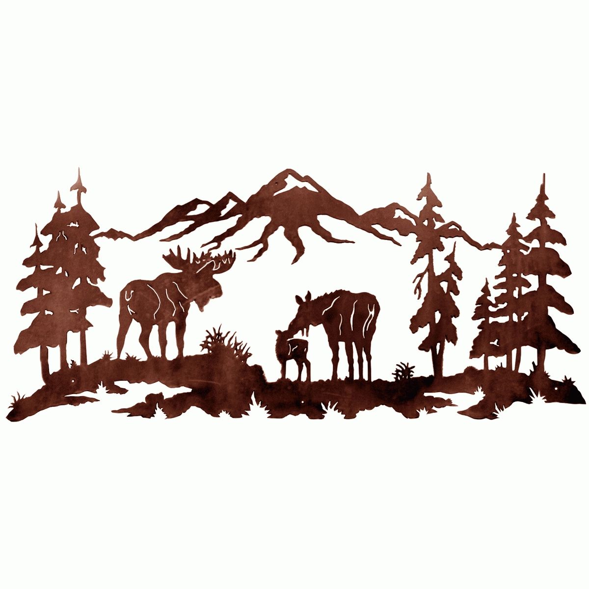 Moose Family Metal Wall Art With Pine Tree Metal Wall Art (View 10 of 20)