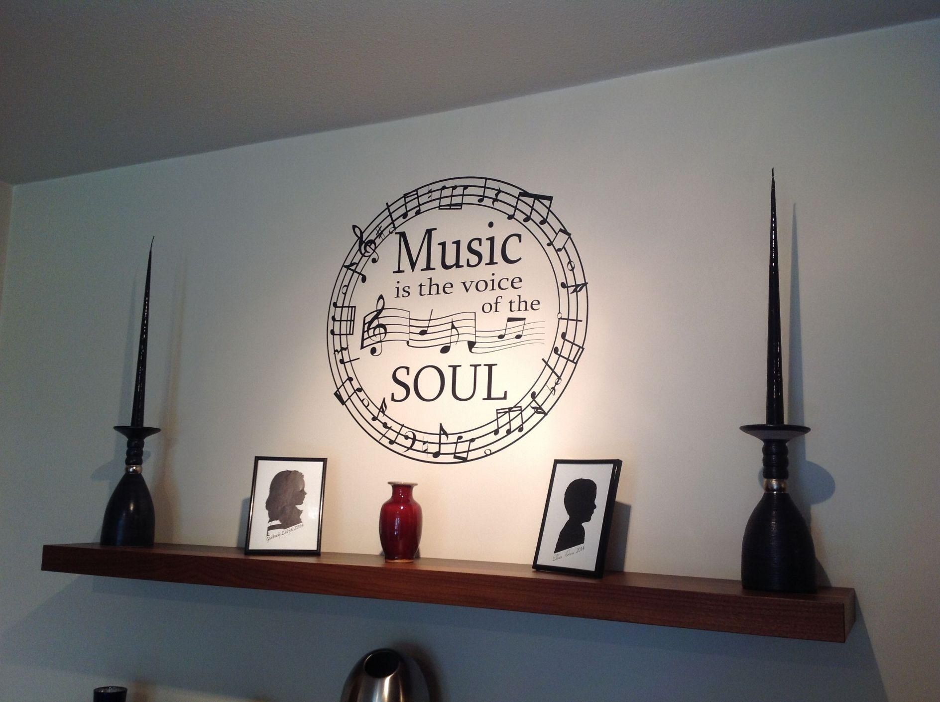 Music Is The Voice Of The Soul Wall Art Music Notes Sticker Pertaining To Music Note Art For Walls (View 1 of 20)