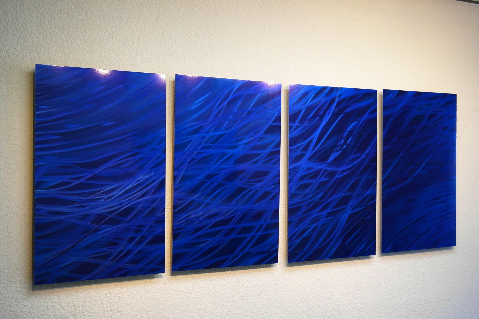 Ocean Dark Blue – Metal Wall Art Abstract Sculpture Modern Decor For Dark Blue Wall Art (View 11 of 20)