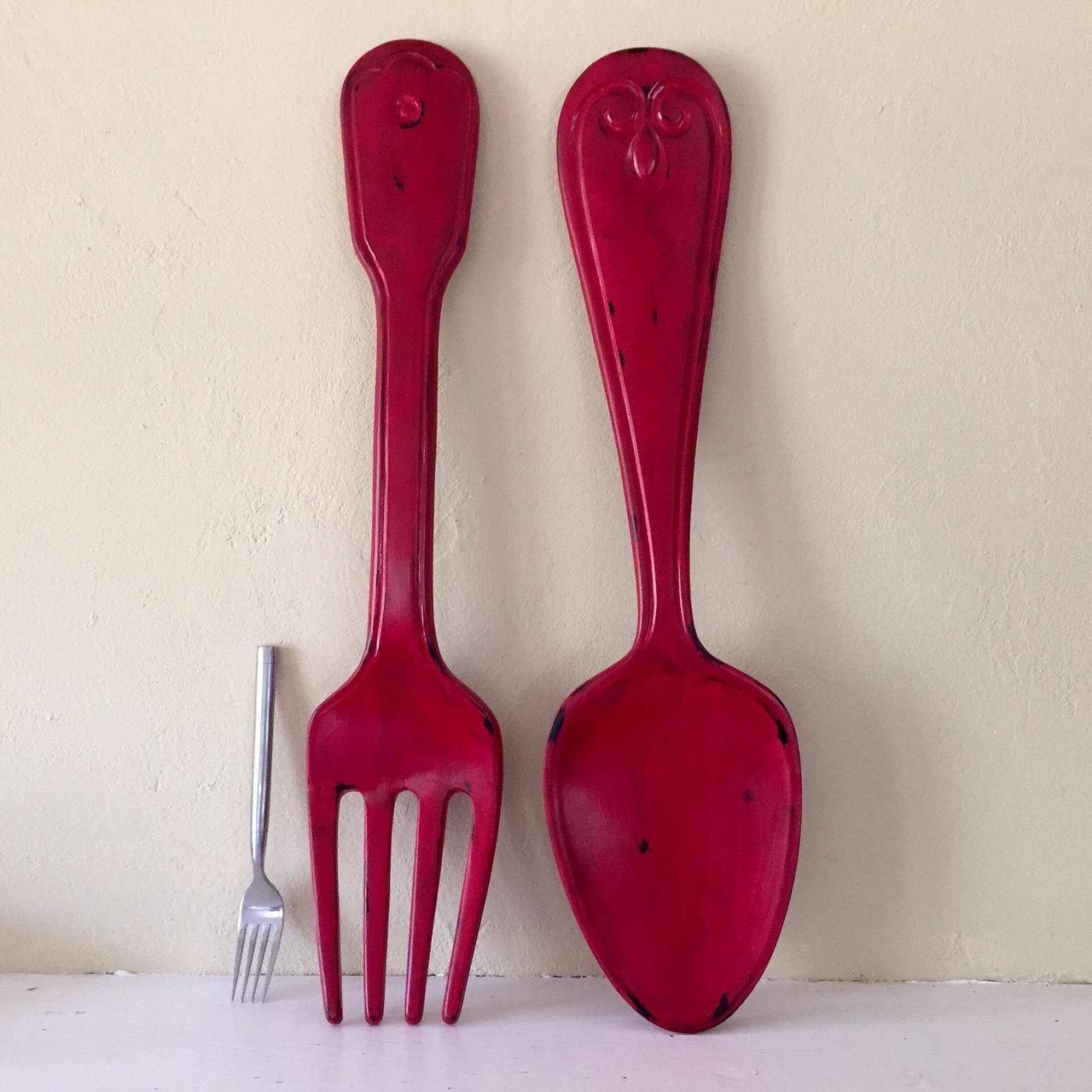 Oversized Spoon Fork And Knife Wall Art Pewter : Oversized Spoon In Big Spoon And Fork Decors (Photo 20 of 20)