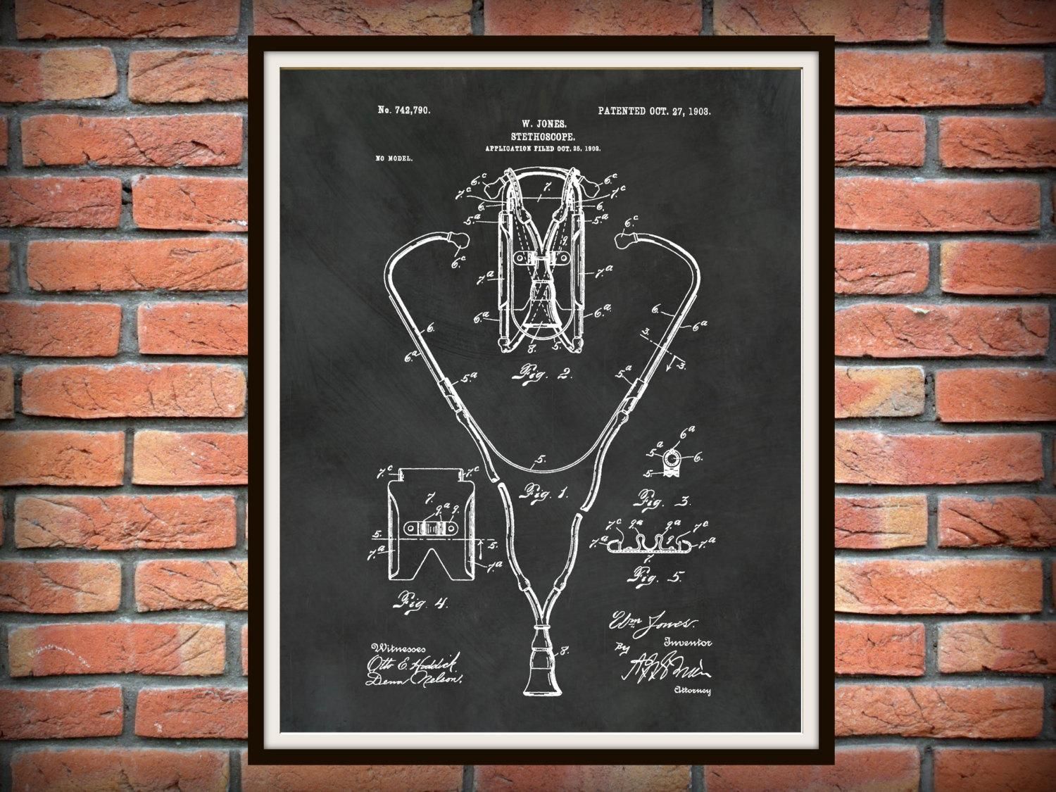 Patent 1902 Stethoscope Art Print Poster – Doctors Office – Doctor With Regard To Medical Wall Art (Photo 13 of 20)