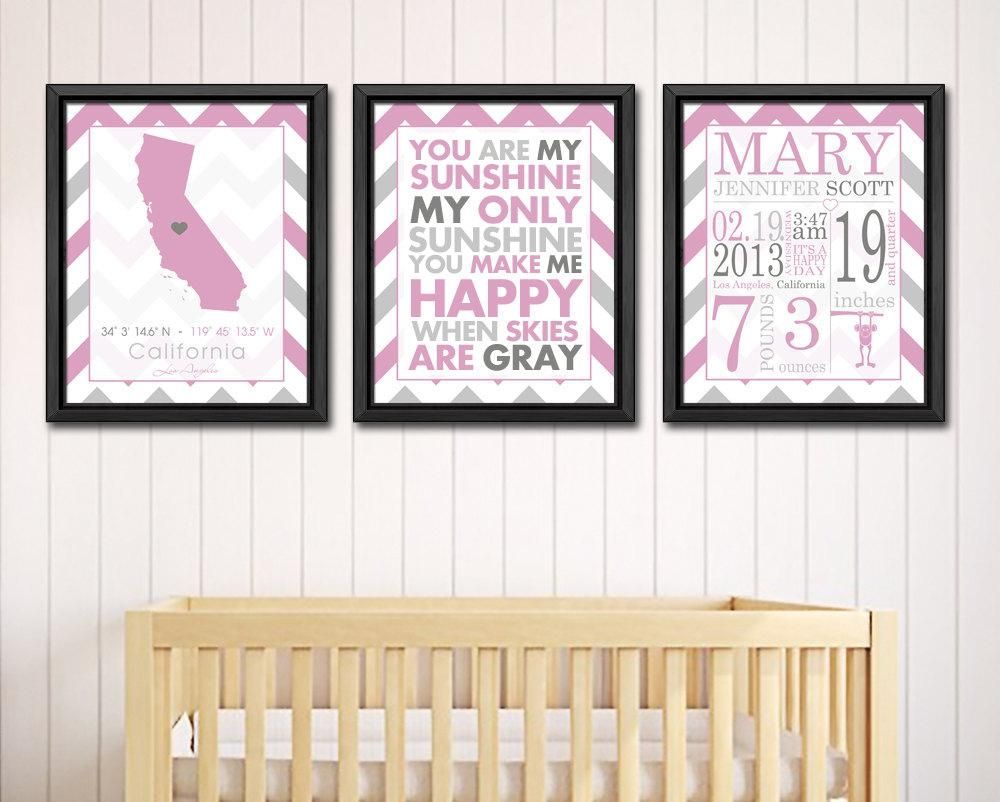 Personalized Baby Names Wall Art Pink Baby Birth Print Birth Pertaining To Baby Name Wall Art (View 4 of 20)
