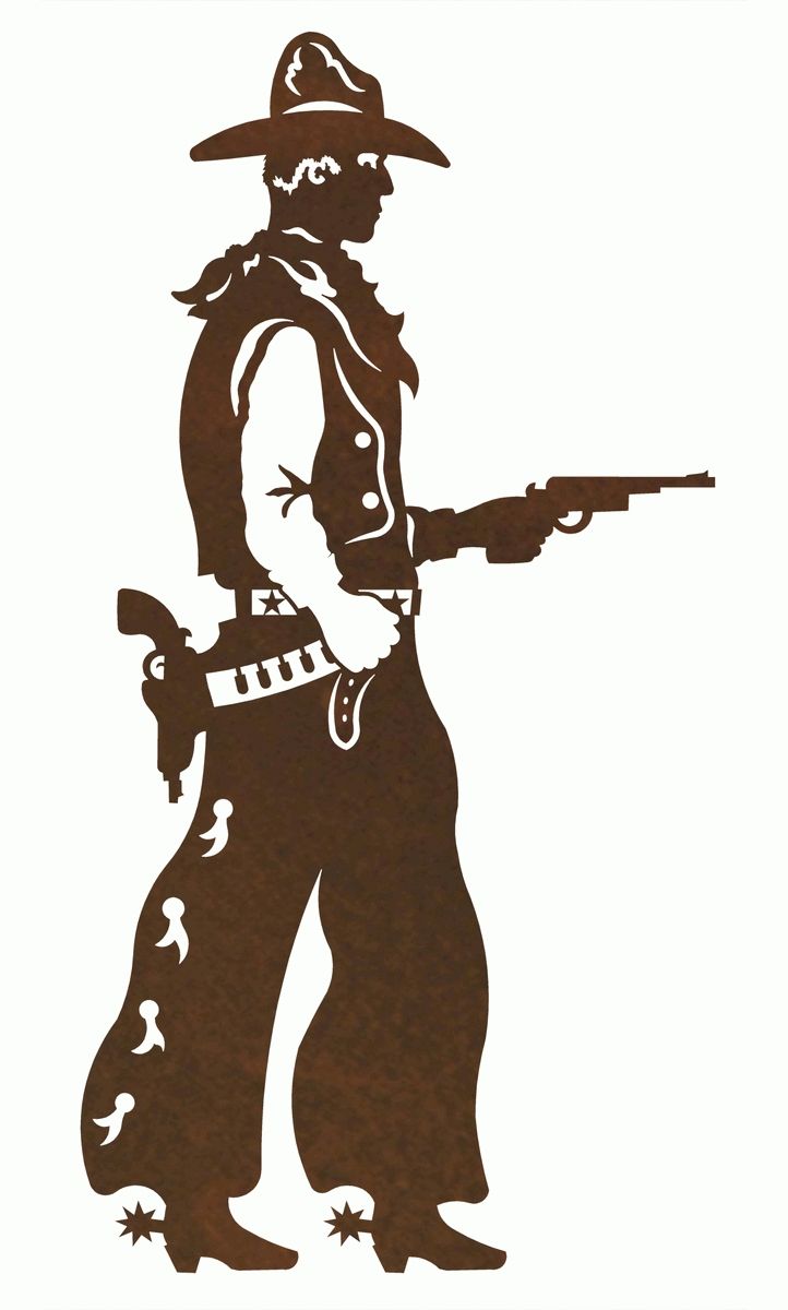 Pistol Cowboy Metal Wall Art Throughout Western Metal Art Silhouettes (View 3 of 20)