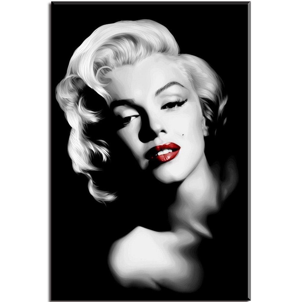 Piy Red Lips Marilyn Monroe Wall Art With Frame, Canvas Prints With Marilyn Monroe Black And White Wall Art (View 1 of 20)
