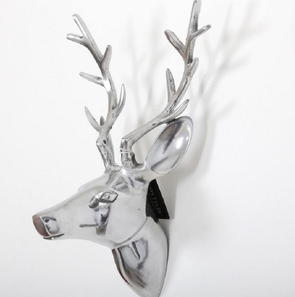 Polished Aluminium Wall Mounted Stags Head Silver Metal Deer Art Pertaining To Stag Head Wall Art (View 11 of 20)