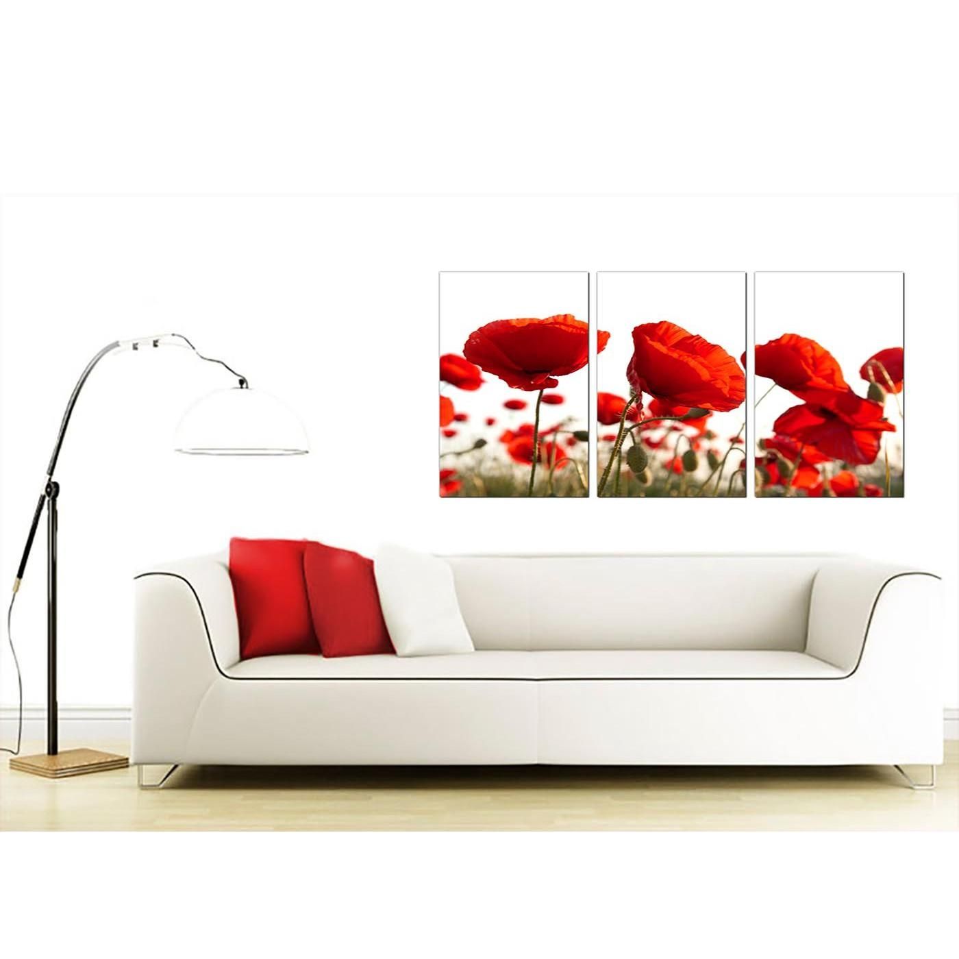Poppy Canvas Wall Art Set Of 3 For Your Living Room With Red Poppy Canvas Wall Art (View 18 of 20)