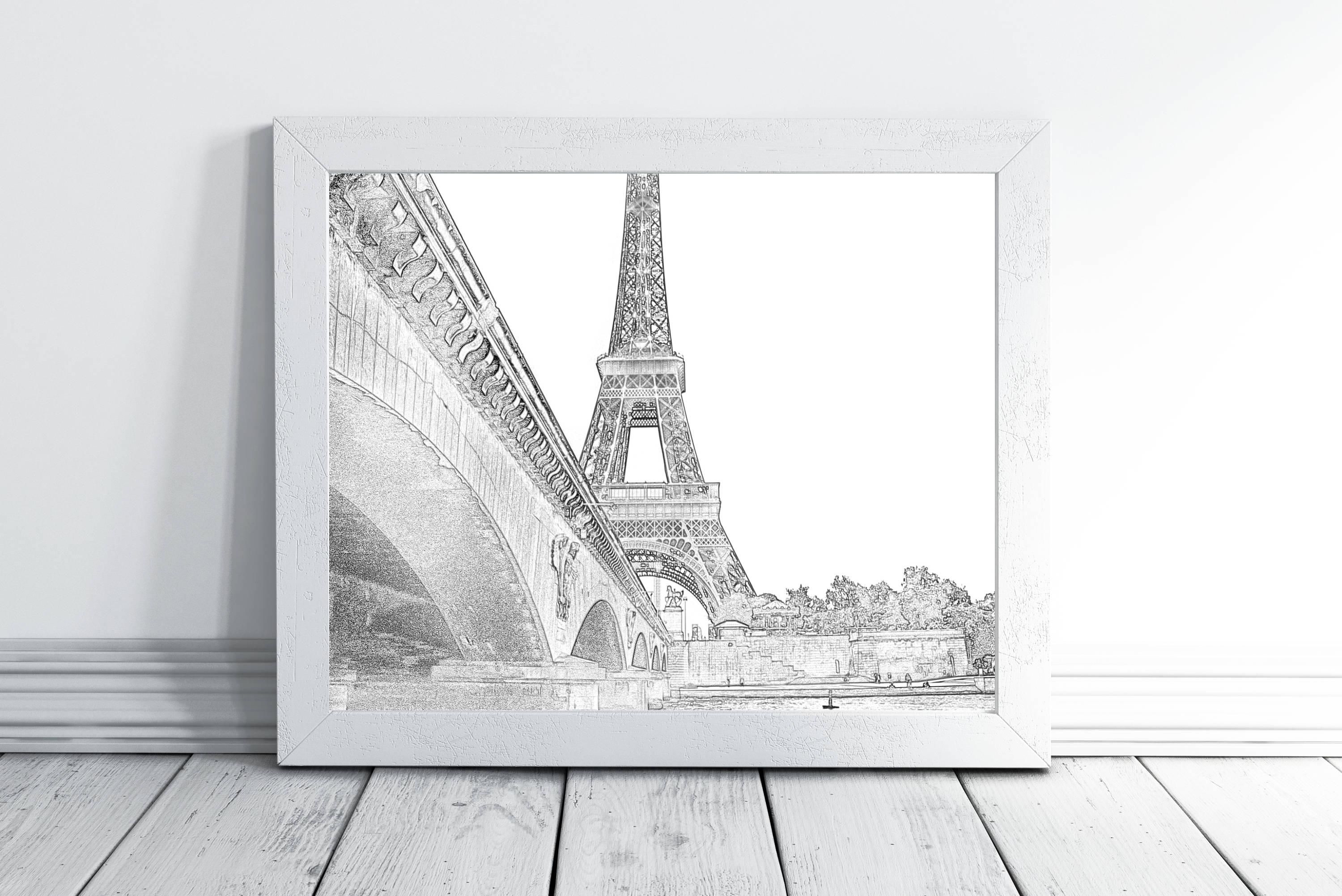 Printable Wall Art Paris Wall Art Decor Eiffel Tower Print Regarding Black And White Paris Wall Art (View 7 of 20)