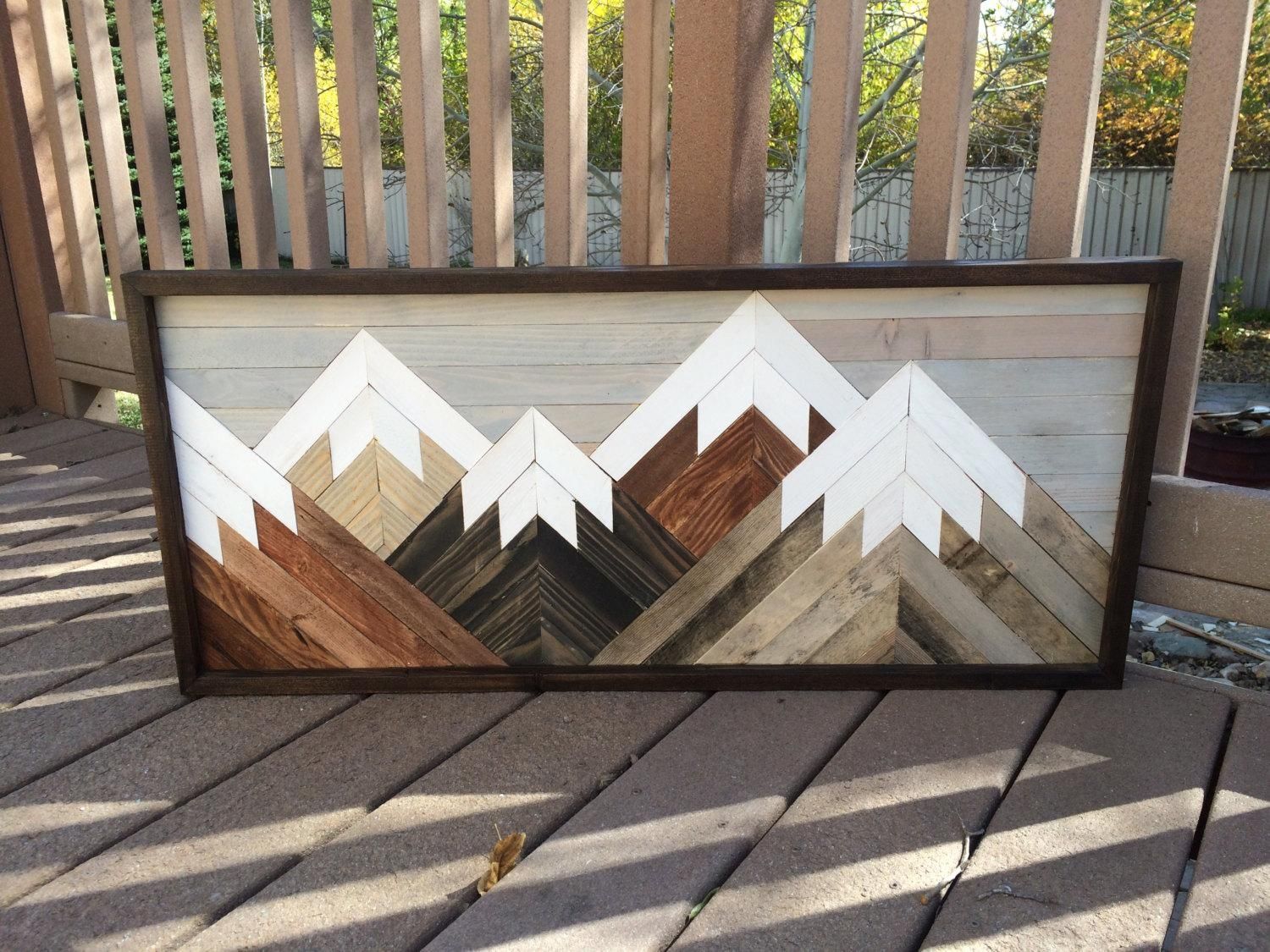 Reclaimed Wood Wall Art Mountain Scene Mantel Art Cabin With Regard To Mountain Scene Metal Wall Art (View 15 of 20)